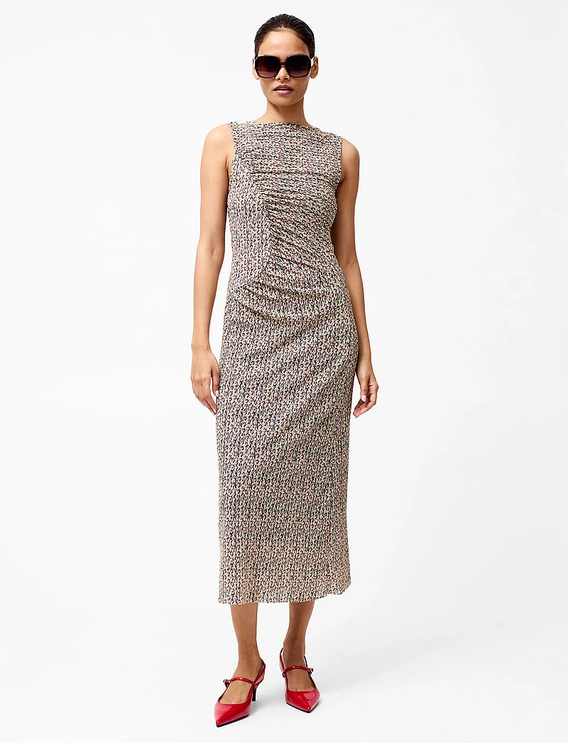 French Connection - SHANNON RUCHED MIDI DRESS - midi-jurken - navy multi - 0