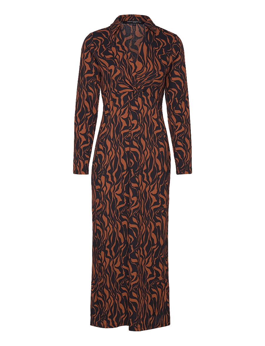 French Connection - ZARIA TEXTURED MIDI DRESS - midikleider - black/brown - 1