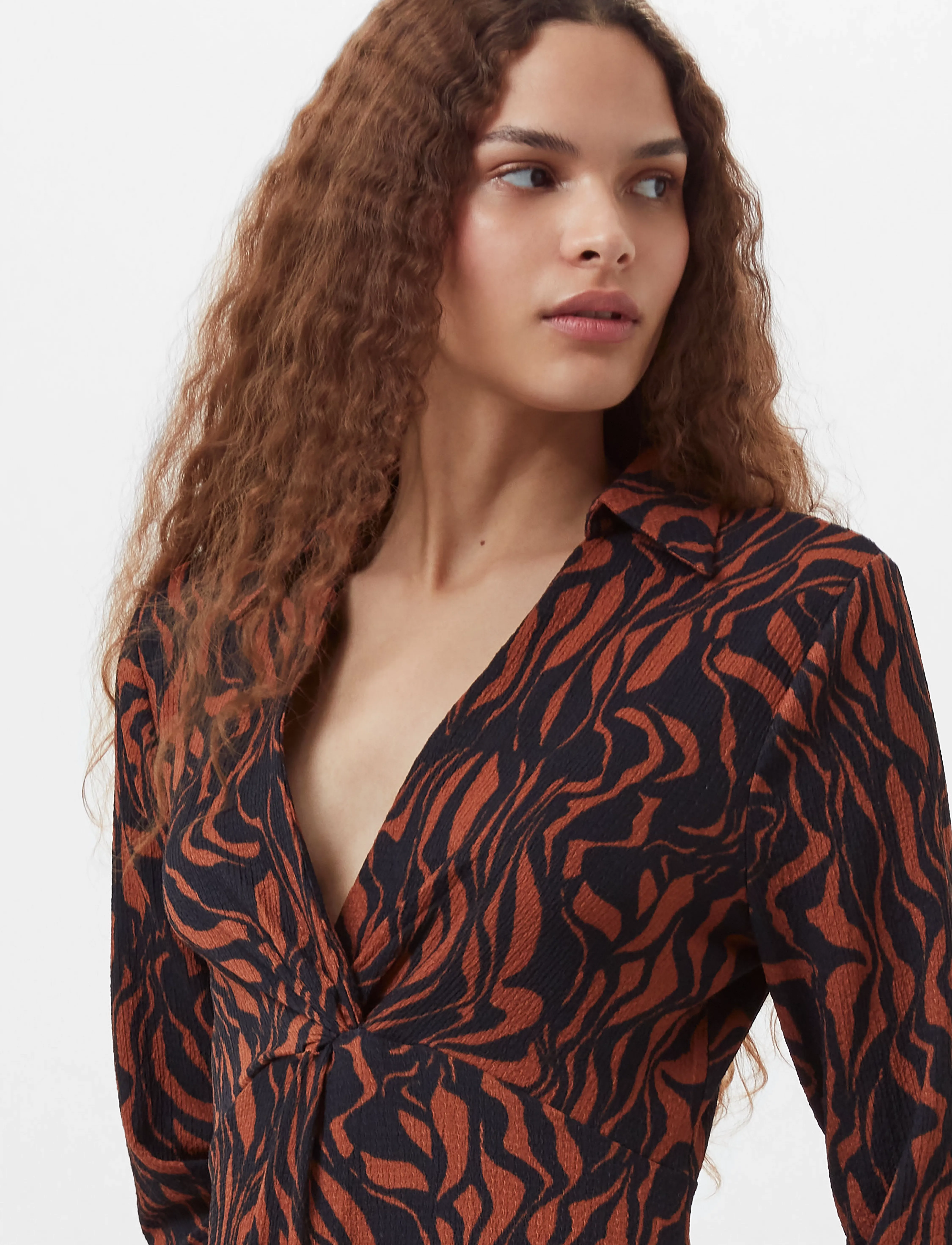 French Connection - ZARIA TEXTURED MIDI DRESS - robes midi - black/brown - 3