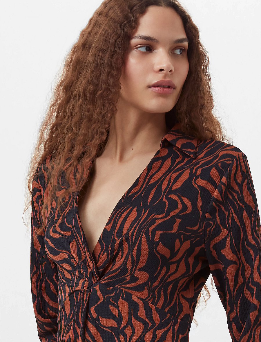 French Connection - ZARIA TEXTURED MIDI DRESS - midikleider - black/brown - 3