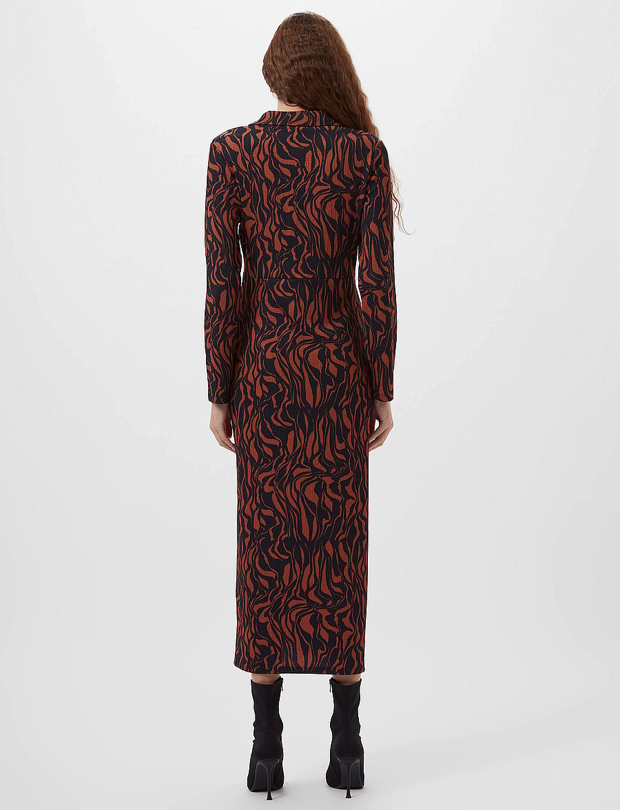 French Connection - ZARIA TEXTURED MIDI DRESS - midikleider - black/brown - 4