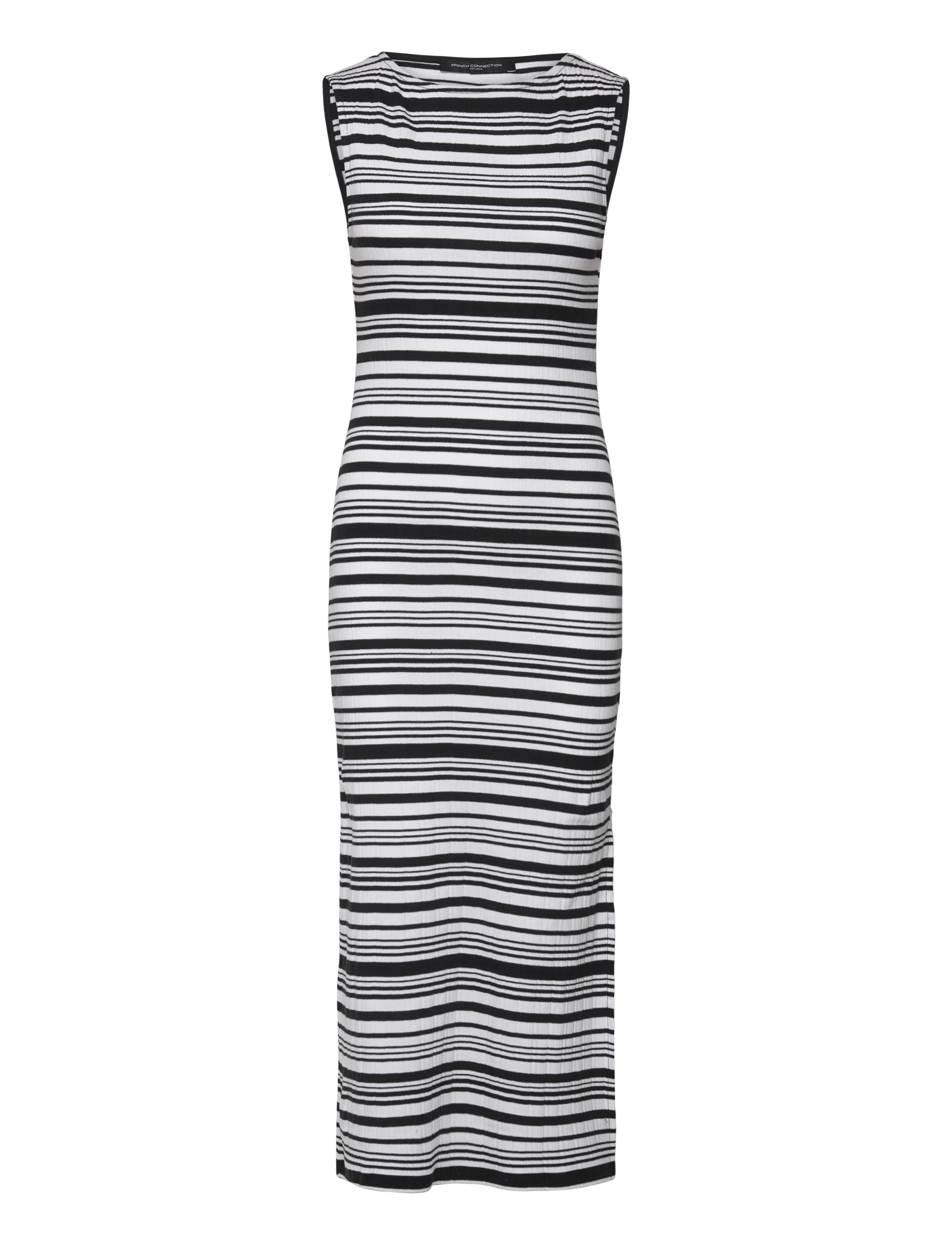 SASIA RIB STRIPE SLVSS DRESS - BLACK/WHITE