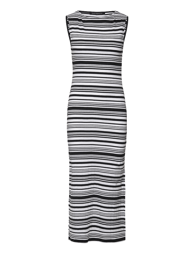 French Connection - SASIA RIB STRIPE SLVSS DRESS - etuikleider - black/white - 1