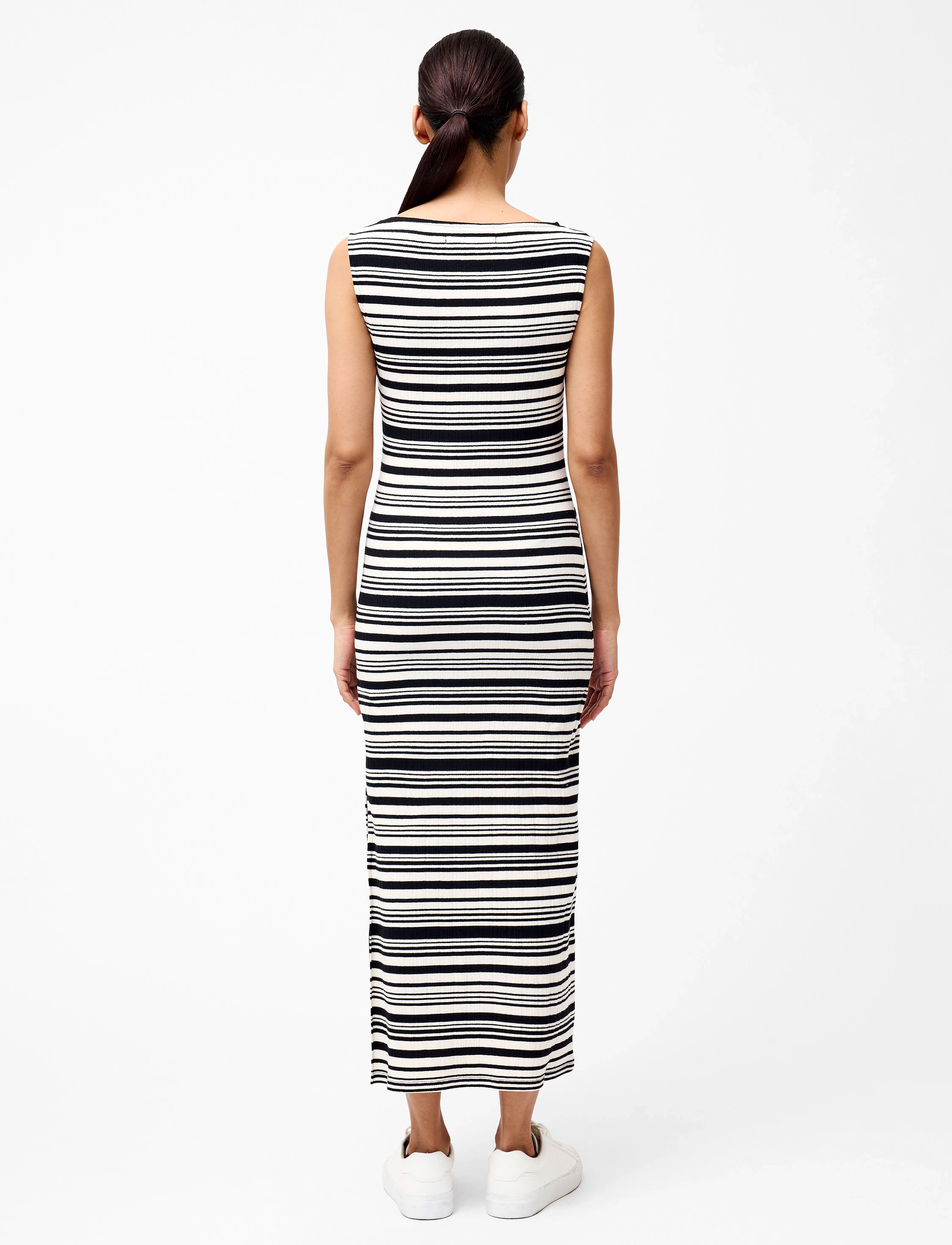 French Connection - SASIA RIB STRIPE SLVSS DRESS - black/white - 5