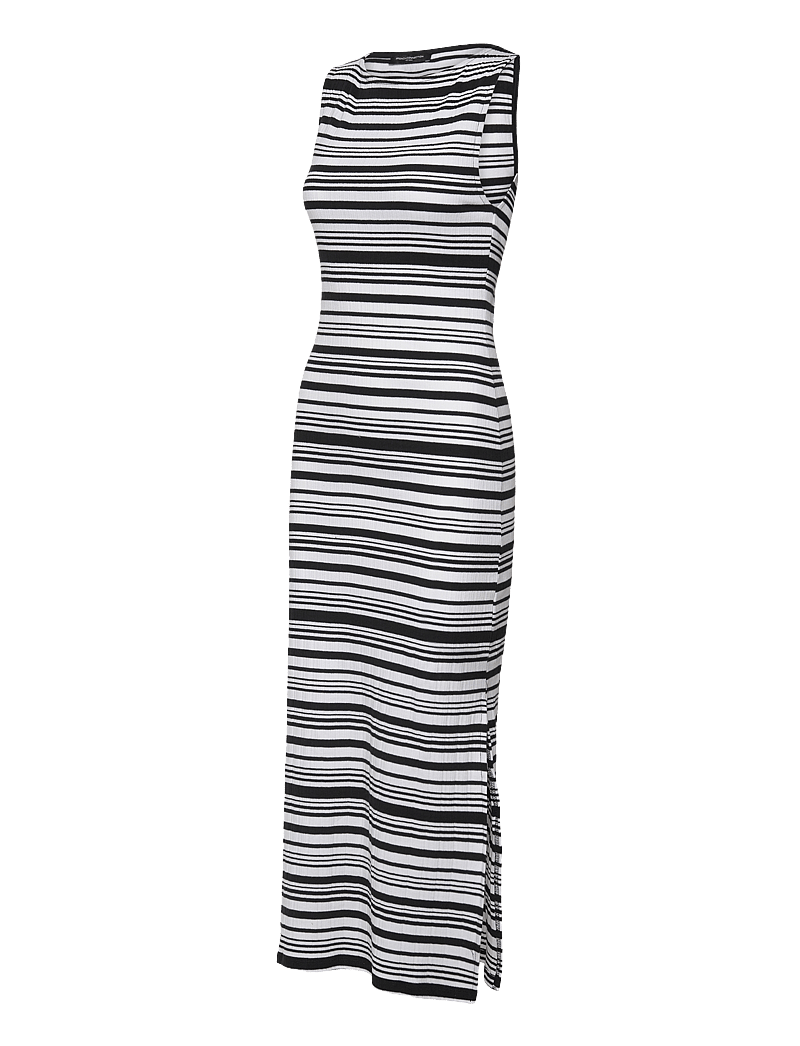 French Connection - SASIA RIB STRIPE SLVSS DRESS - etuikleider - black/white - 3