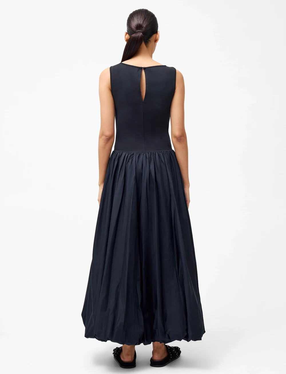 French Connection - PHOEBE JERSEY WOVEN MIX MIDI - sukienki do kolan i midi - black - 3