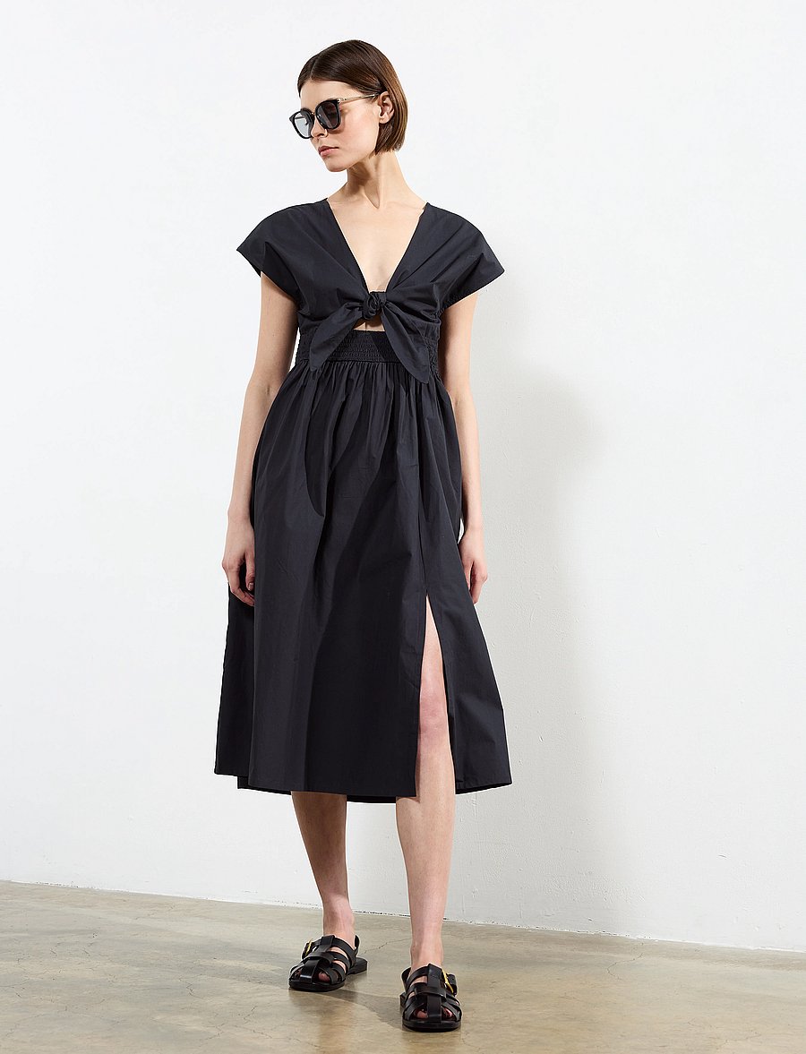 French Connection - BARLETTA POPLIN TIE MIDI DRESS - sommerkleider - navy - 0