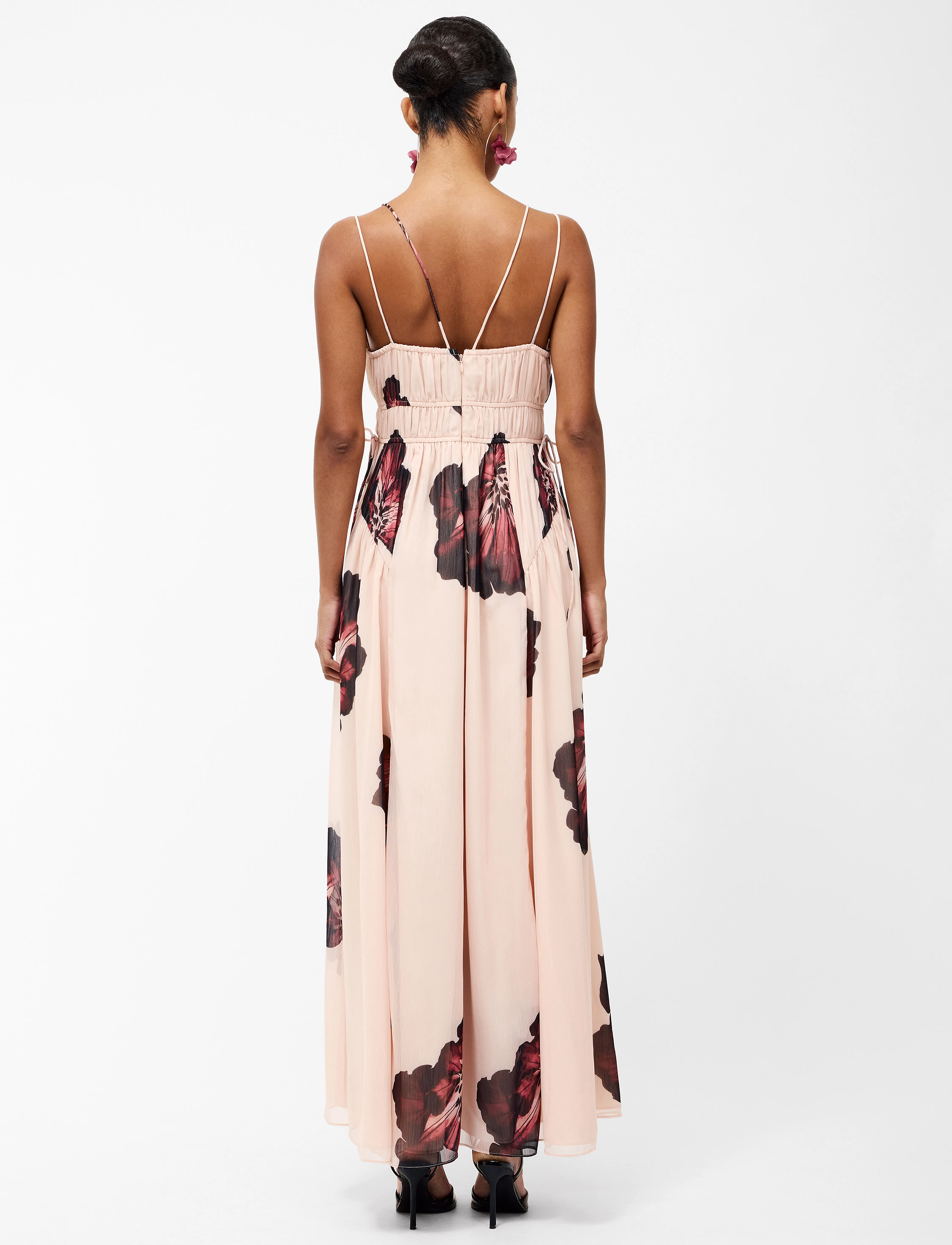 French Connection - ELYSE HALLIE CRINKLE MIDI DRES - blush pink floral - 4
