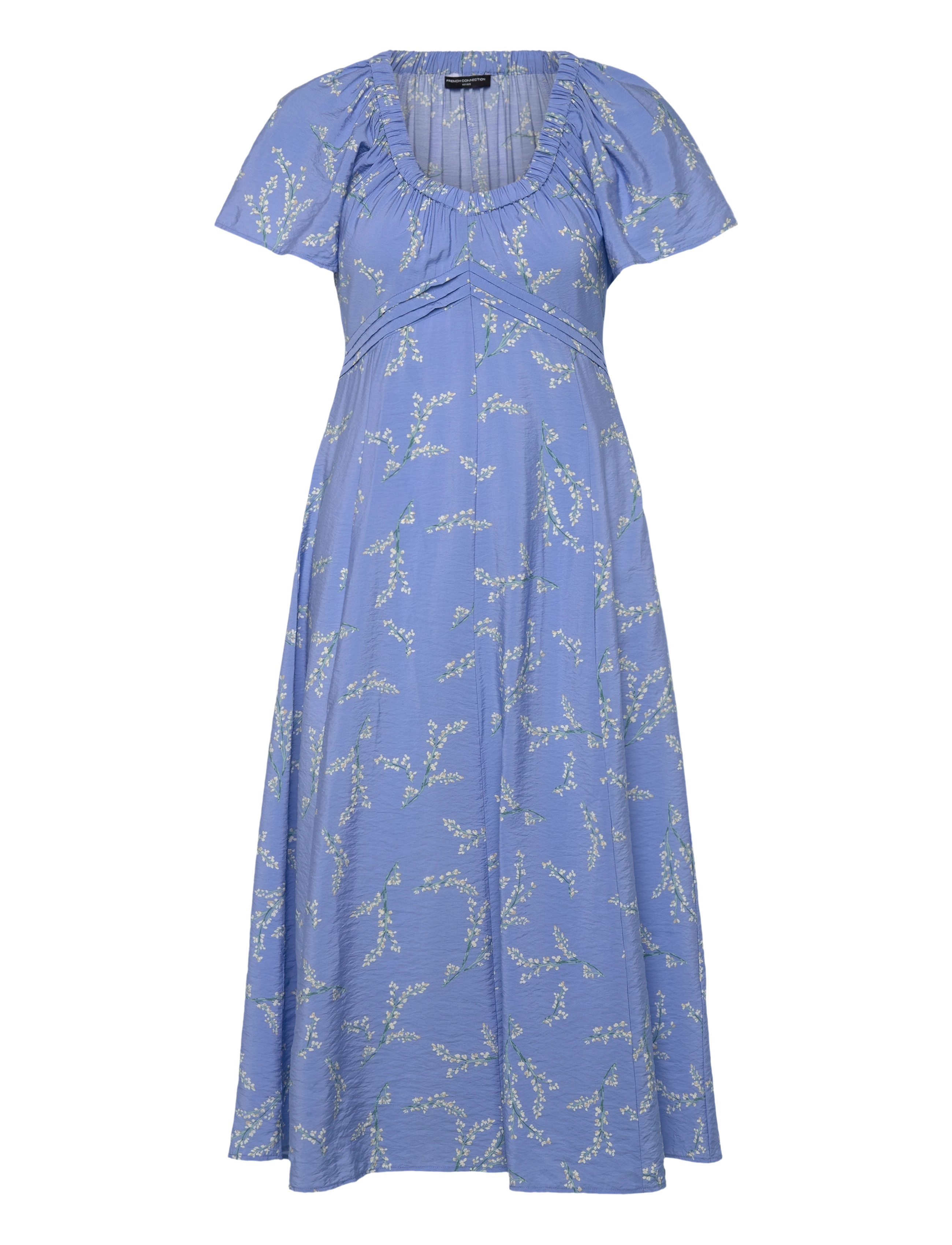 French Connection DANIELLA FARON DRAPE V NK MIDI - Kläder - CORNFLOWER MULTI / blue