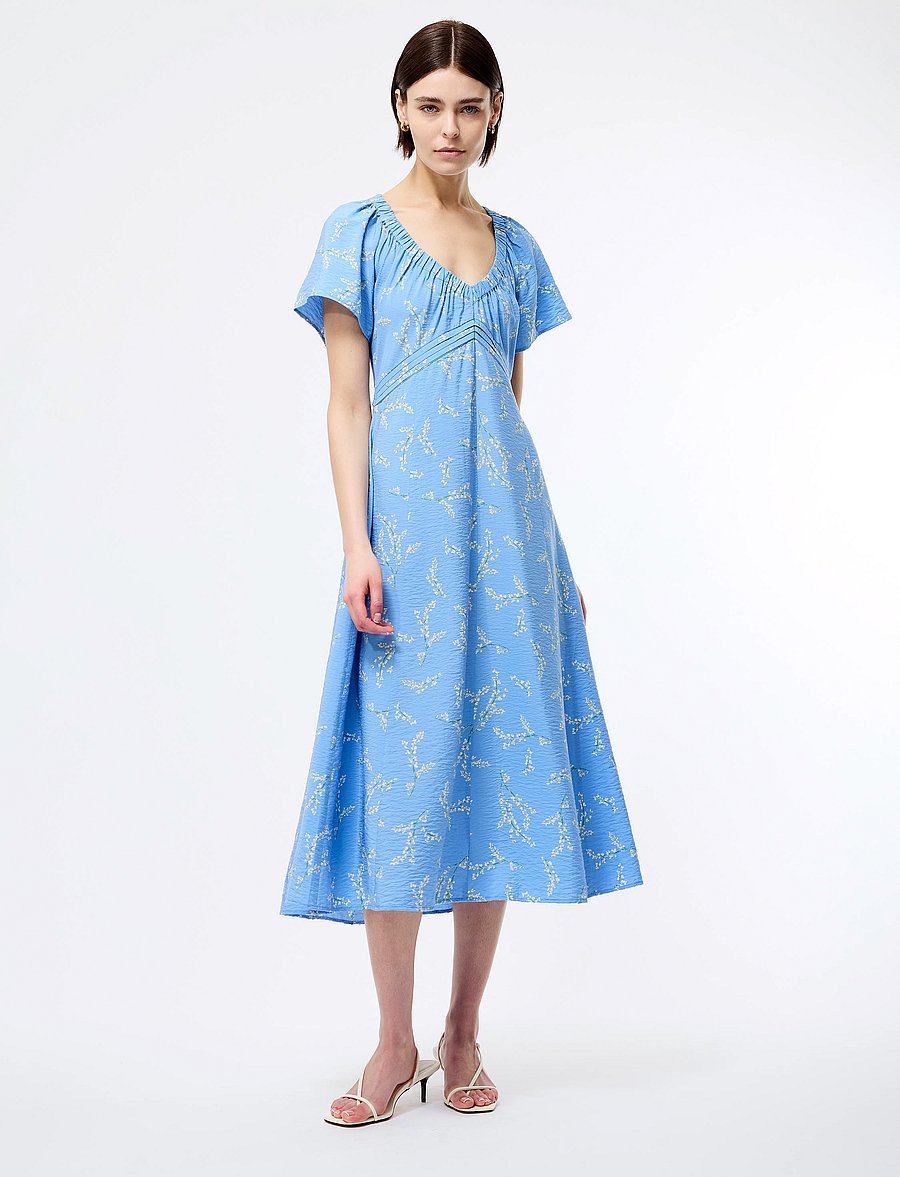 French Connection - DANIELLA FARON DRAPE V NK MIDI - sommerkleider - cornflower multi - 0