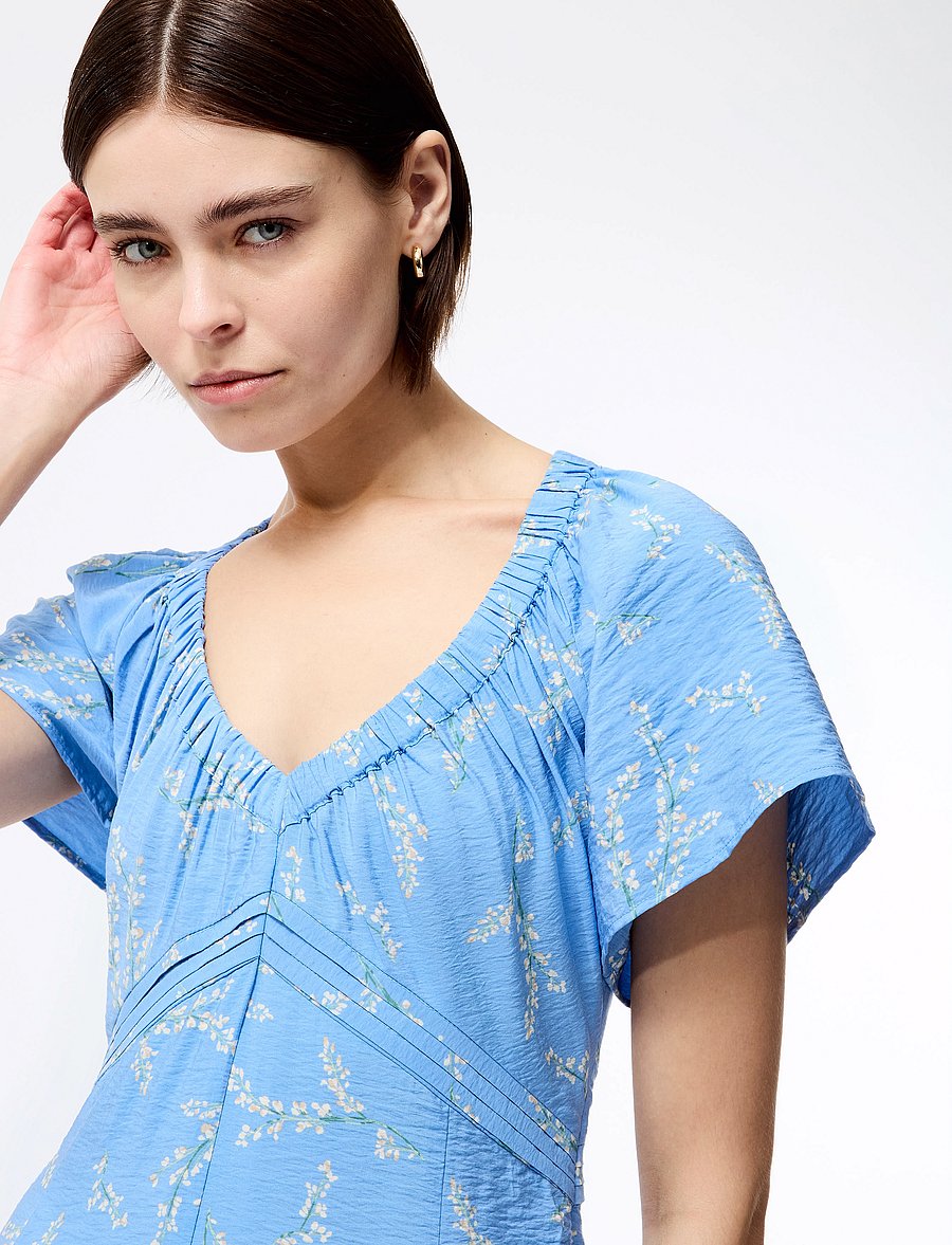 French Connection - DANIELLA FARON DRAPE V NK MIDI - sommerkleider - cornflower multi - 3