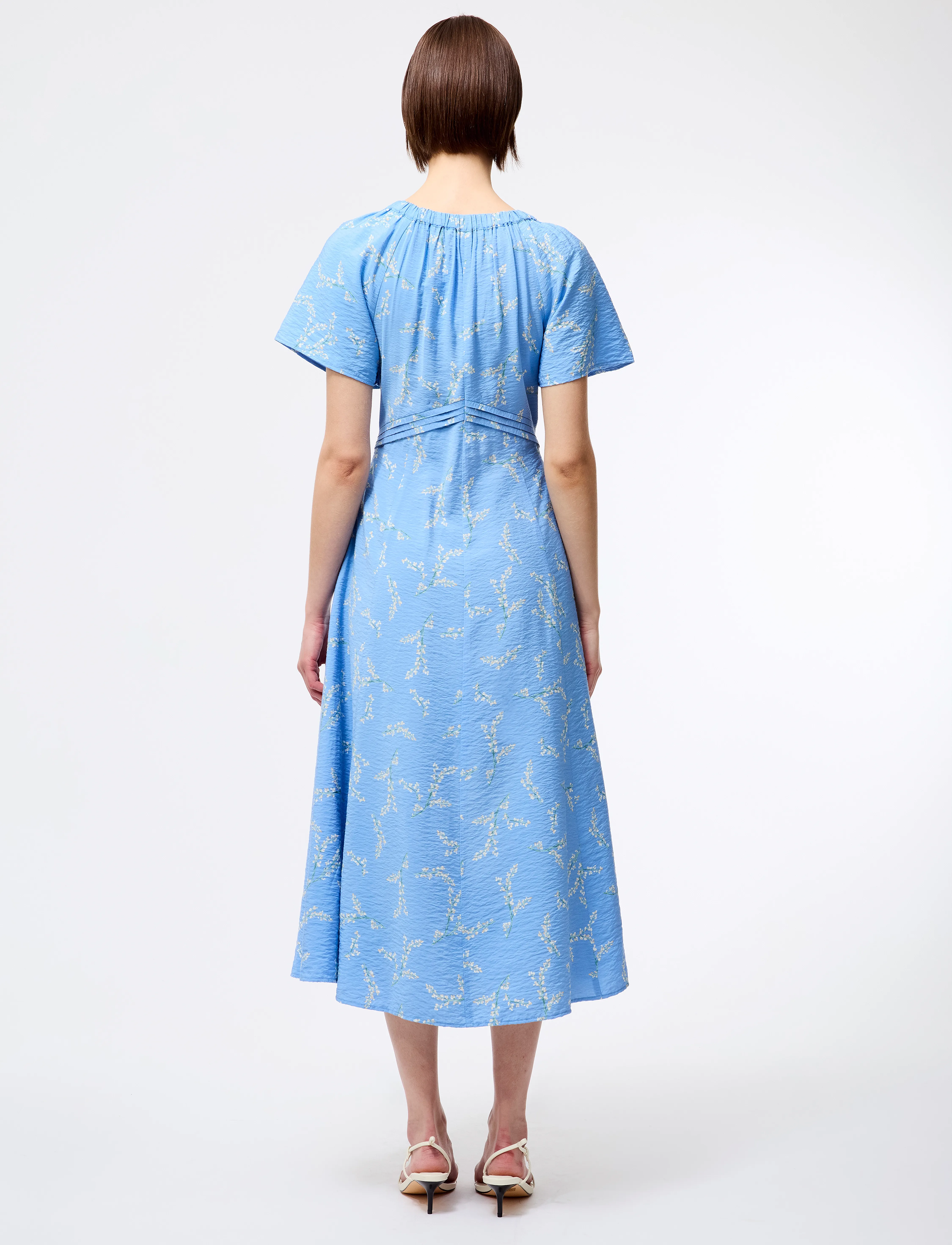 French Connection - DANIELLA FARON DRAPE V NK MIDI - suvekleidid - cornflower multi - 4