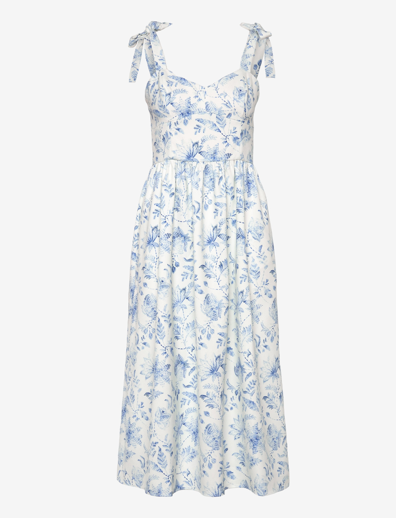 French Connection - SERENITY DALE CREPE MIDI DRESS - sommerkleider - cream/blue - 1