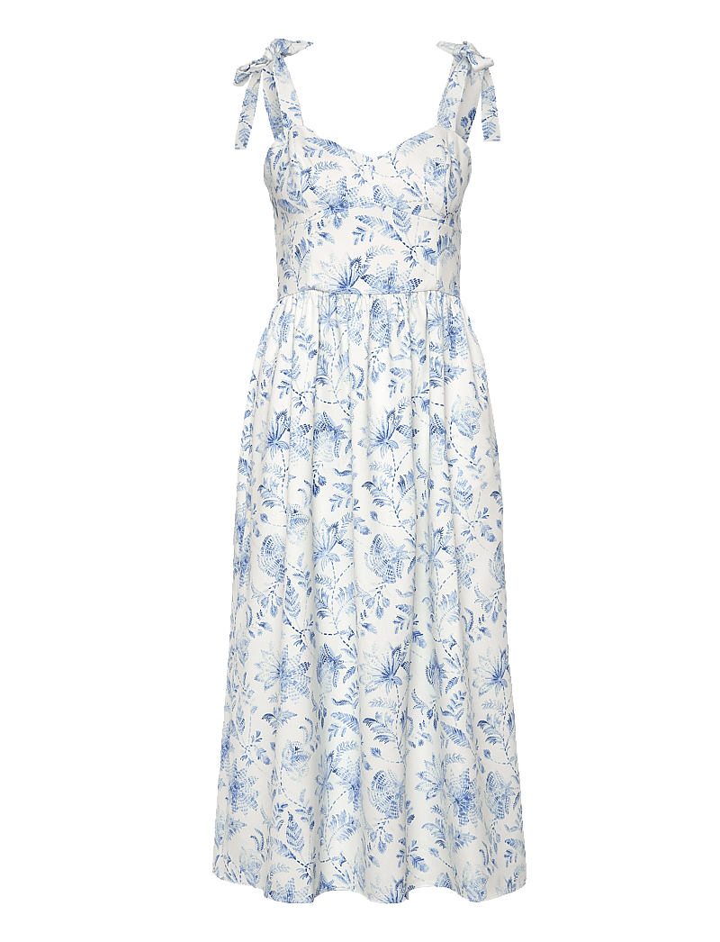 French Connection - SERENITY DALE CREPE MIDI DRESS - sommerkleider - cream/blue - 1