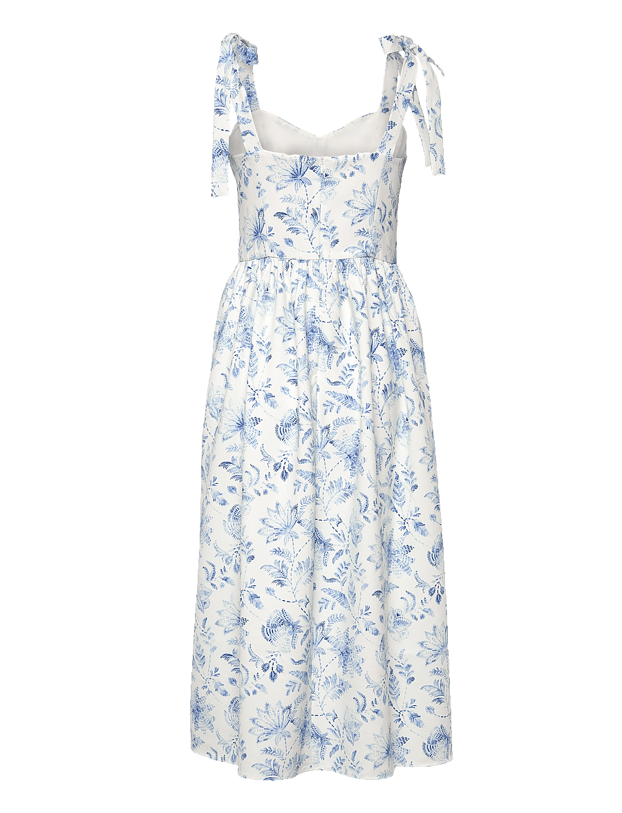 French Connection - SERENITY DALE CREPE MIDI DRESS - cream/blue - 2