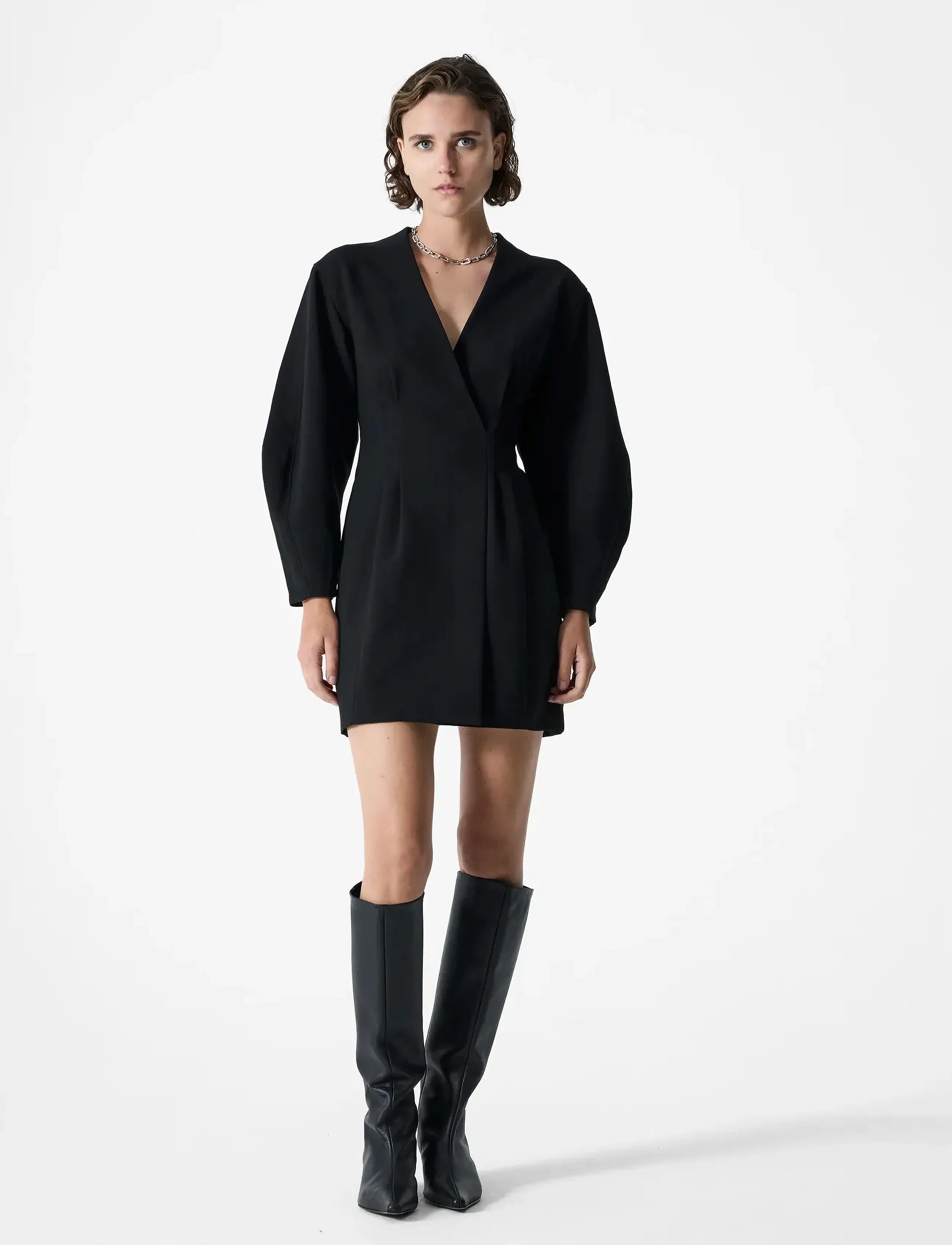 French Connection Azra Twill Wrap Dress, 34, Black, Kjoler > Kort Kjole, Dame