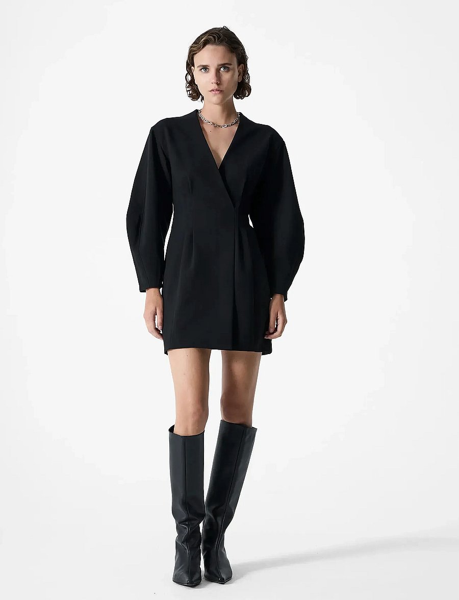 French Connection - AZRA TWILL WRAP DRESS - korta klänningar - black - 0