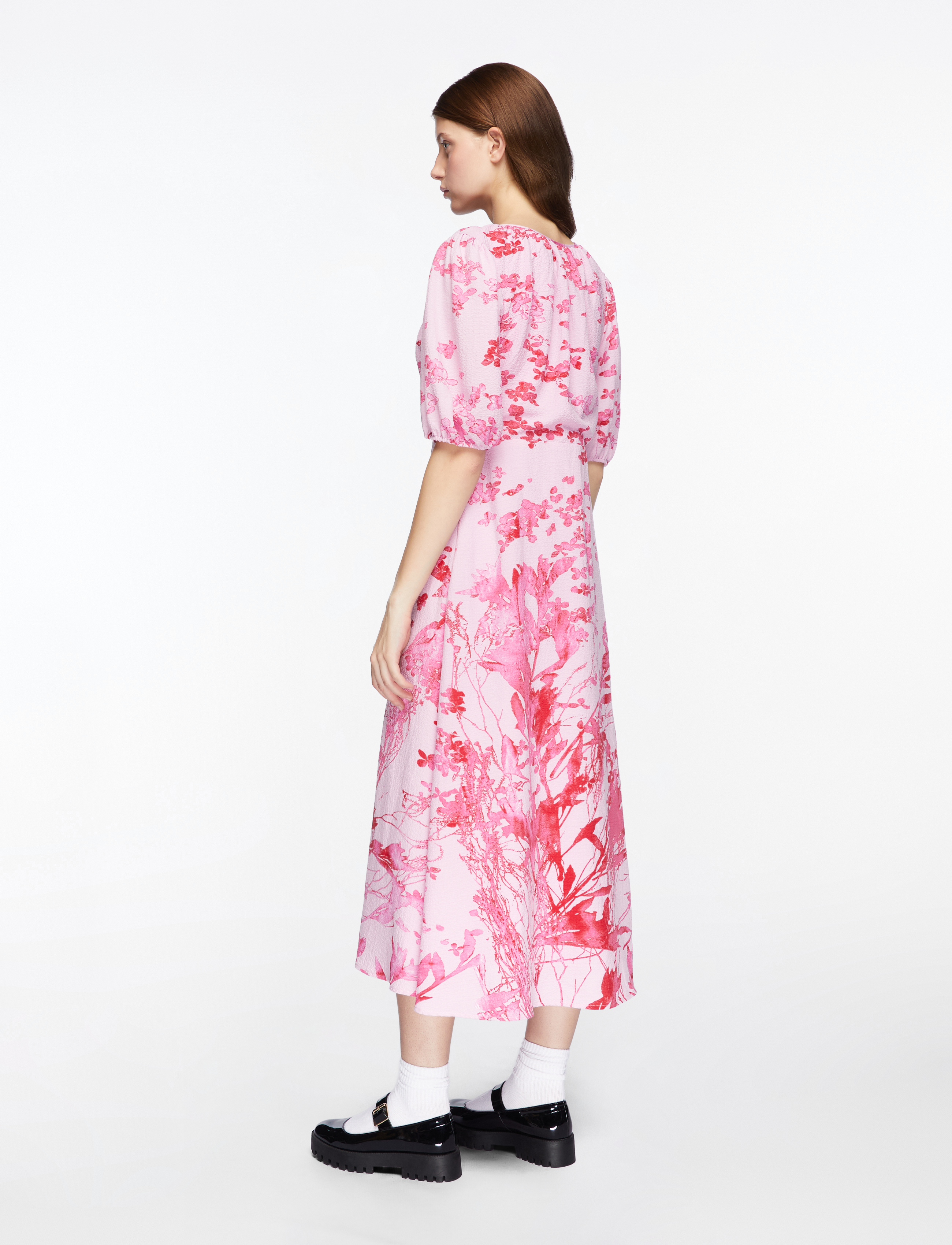French Connection - ISLA ODETTE TWIST NECK TEA DRS - midi dresses - violet pink multi - 4