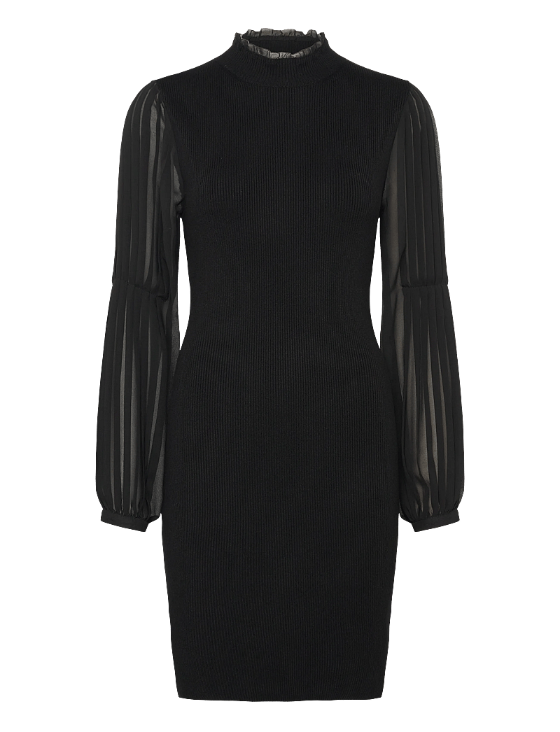 French Connection - KRISTA MIX LS SHORT DRESS - cocktailkjoler - blackout - 1