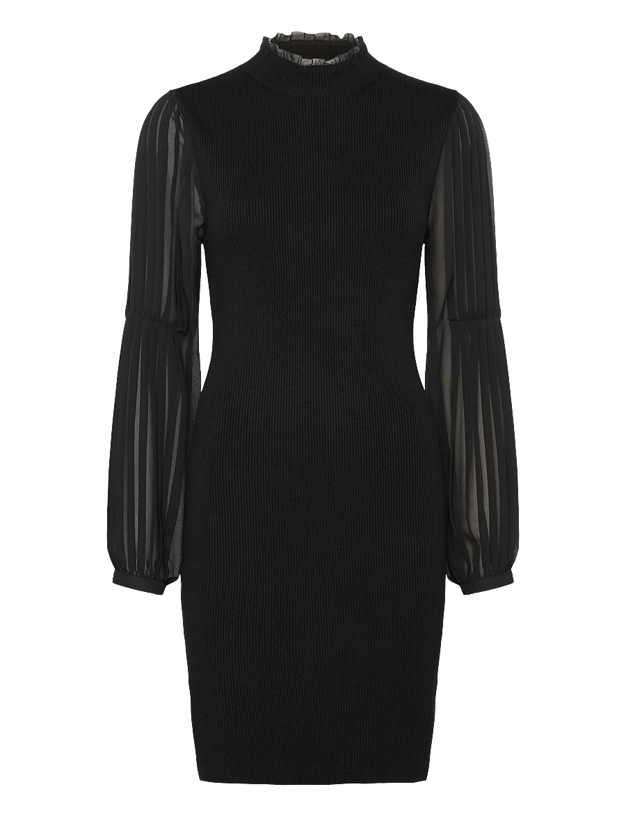French Connection - KRISTA MIX LS SHORT DRESS - kokteilikleidid - blackout - 1