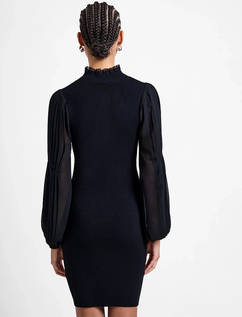 French Connection - KRISTA MIX LS SHORT DRESS - cocktailkjoler - blackout - 4