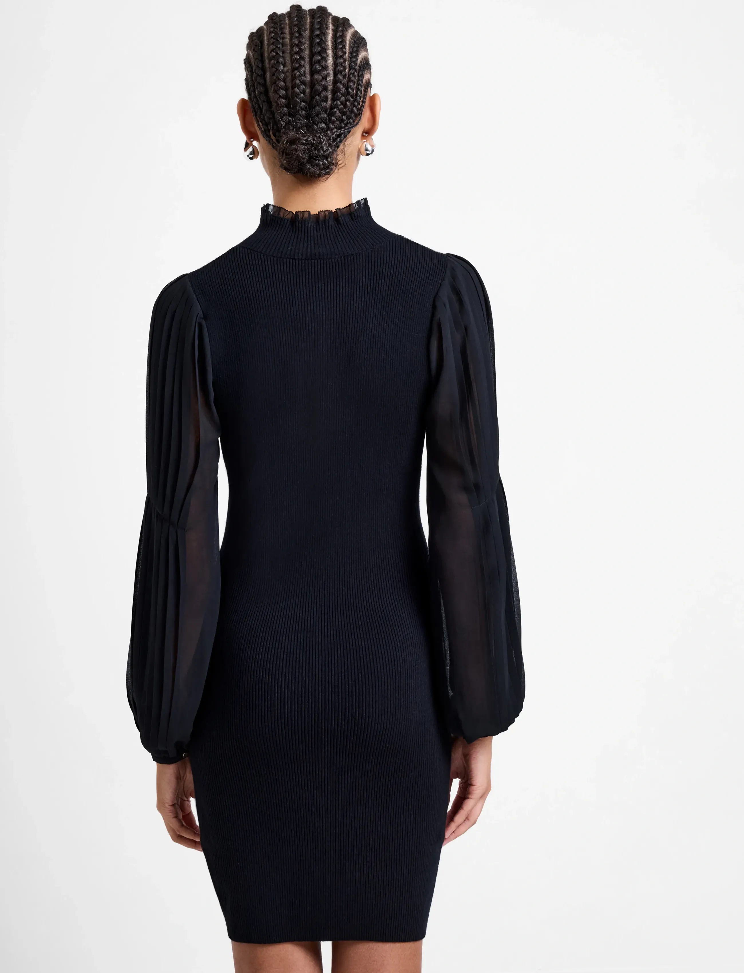 French Connection - KRISTA MIX LS SHORT DRESS - cocktail dresses - blackout - 4