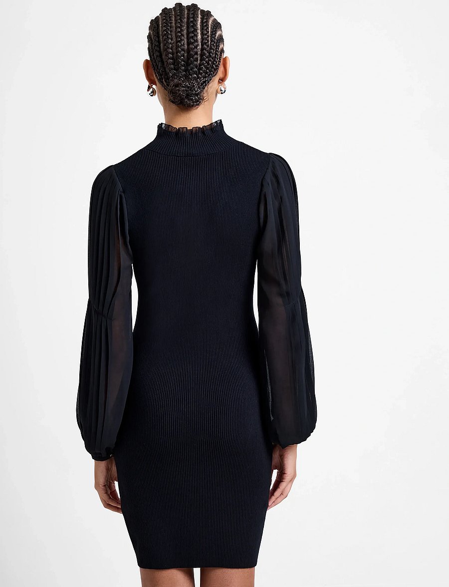French Connection - KRISTA MIX LS SHORT DRESS - kokteilikleidid - blackout - 4