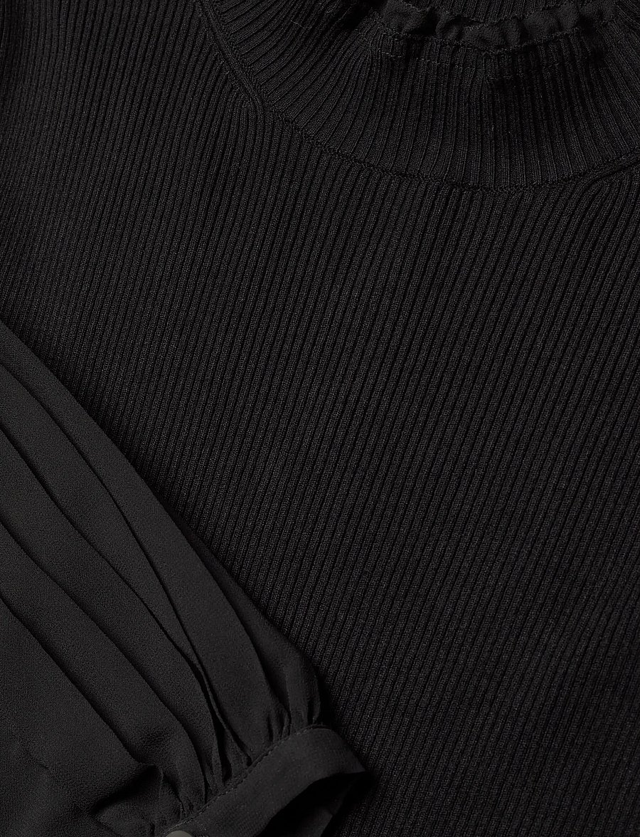 French Connection - KRISTA MIX LS SHORT DRESS - kokteilikleidid - blackout - 5