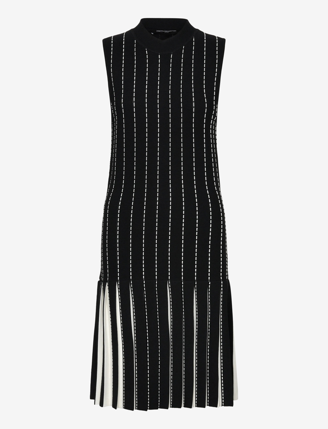 French Connection - MARI SLVLSS PLEATED DRESS - knitted dresses - blackout winter whit - 1