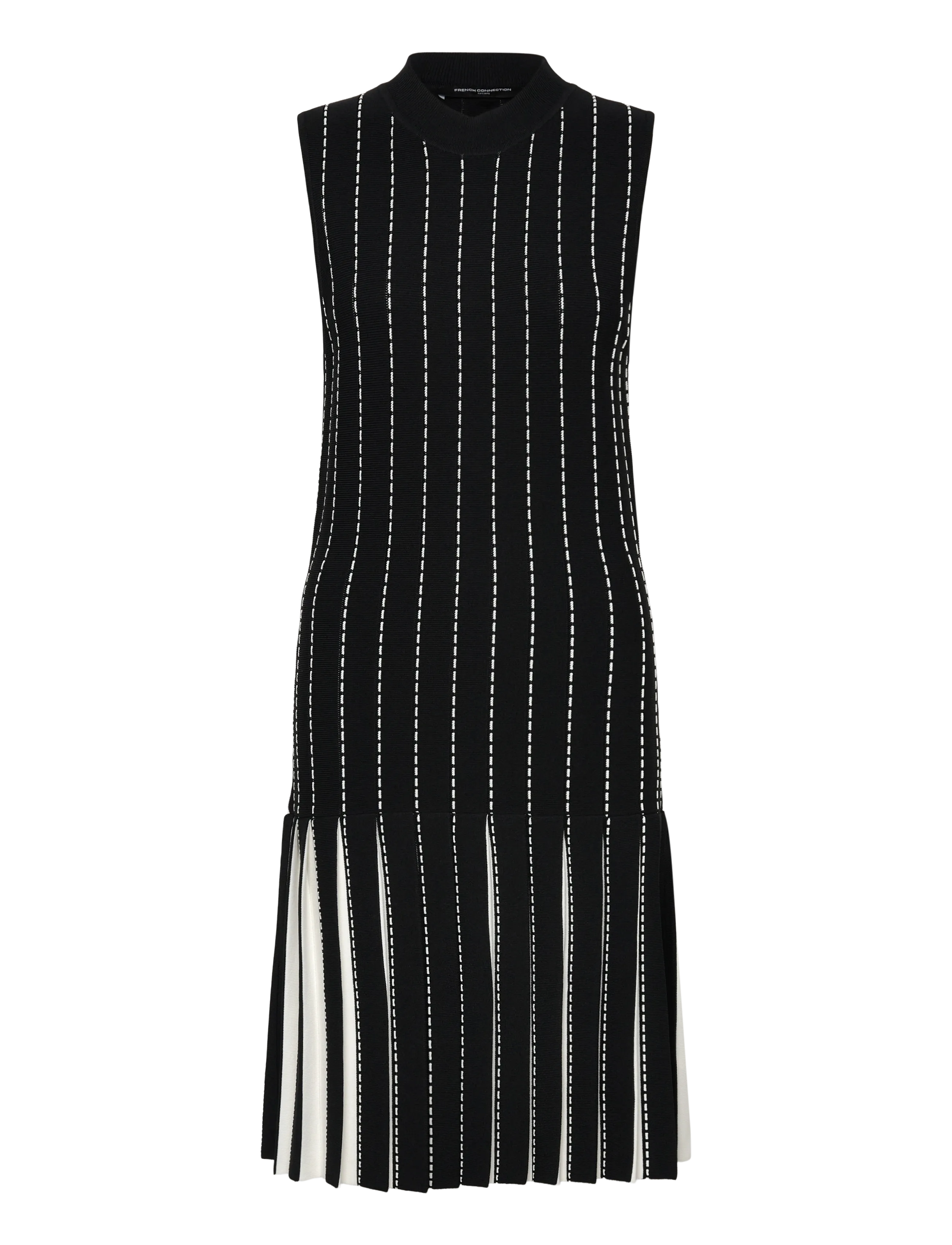 French Connection MARI SLVLSS PLEATED DRESS - French Connection - BLACKOUT WINTER WHIT / black