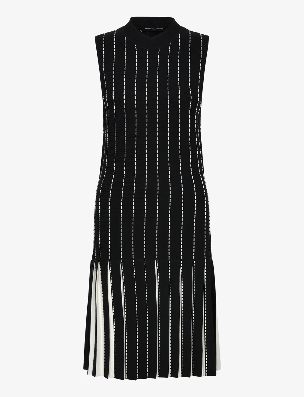 French Connection - MARI SLVLSS PLEATED DRESS - stickade klänningar - blackout winter whit - 1