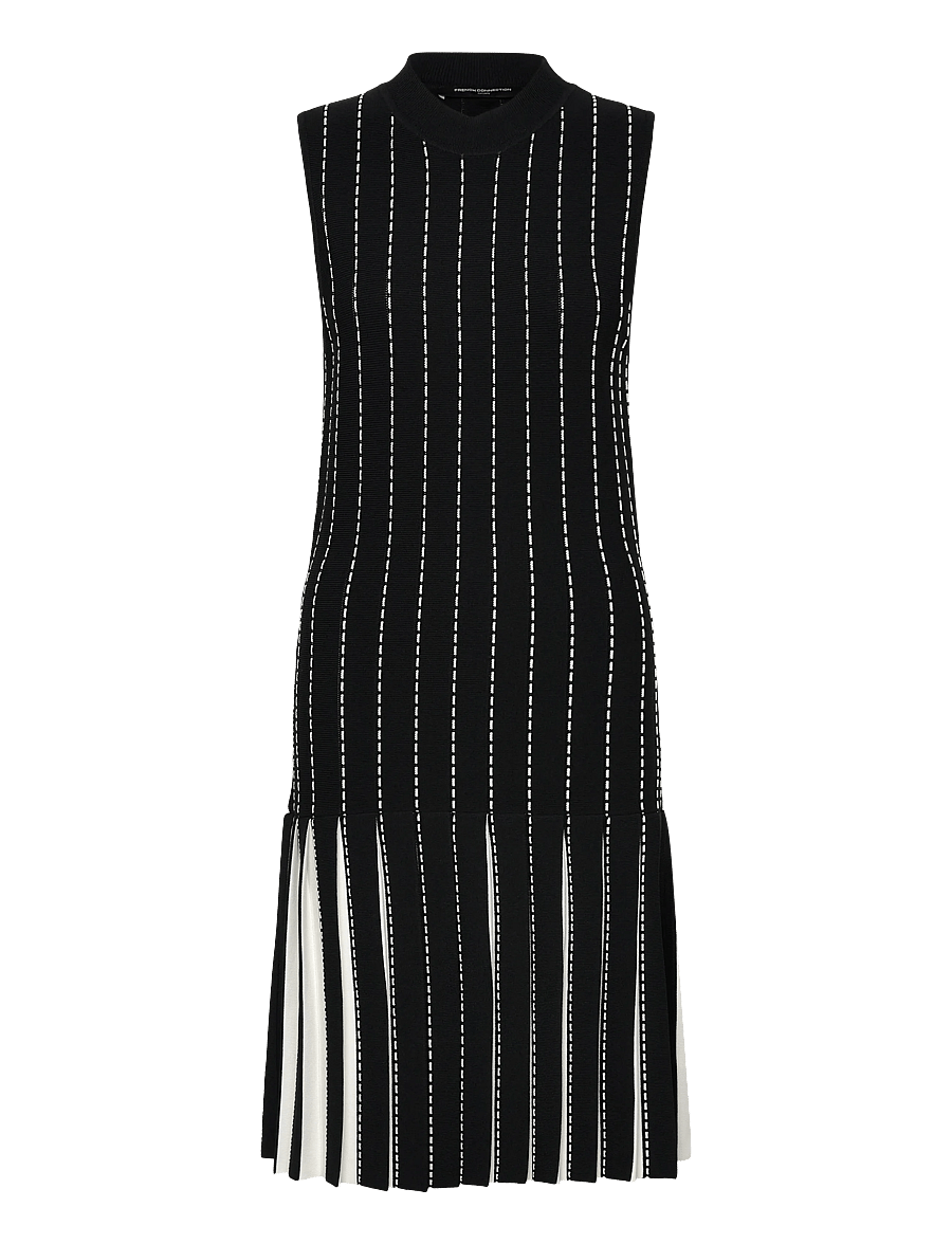 French Connection - MARI SLVLSS PLEATED DRESS - strikkjoler - blackout winter whit - 1