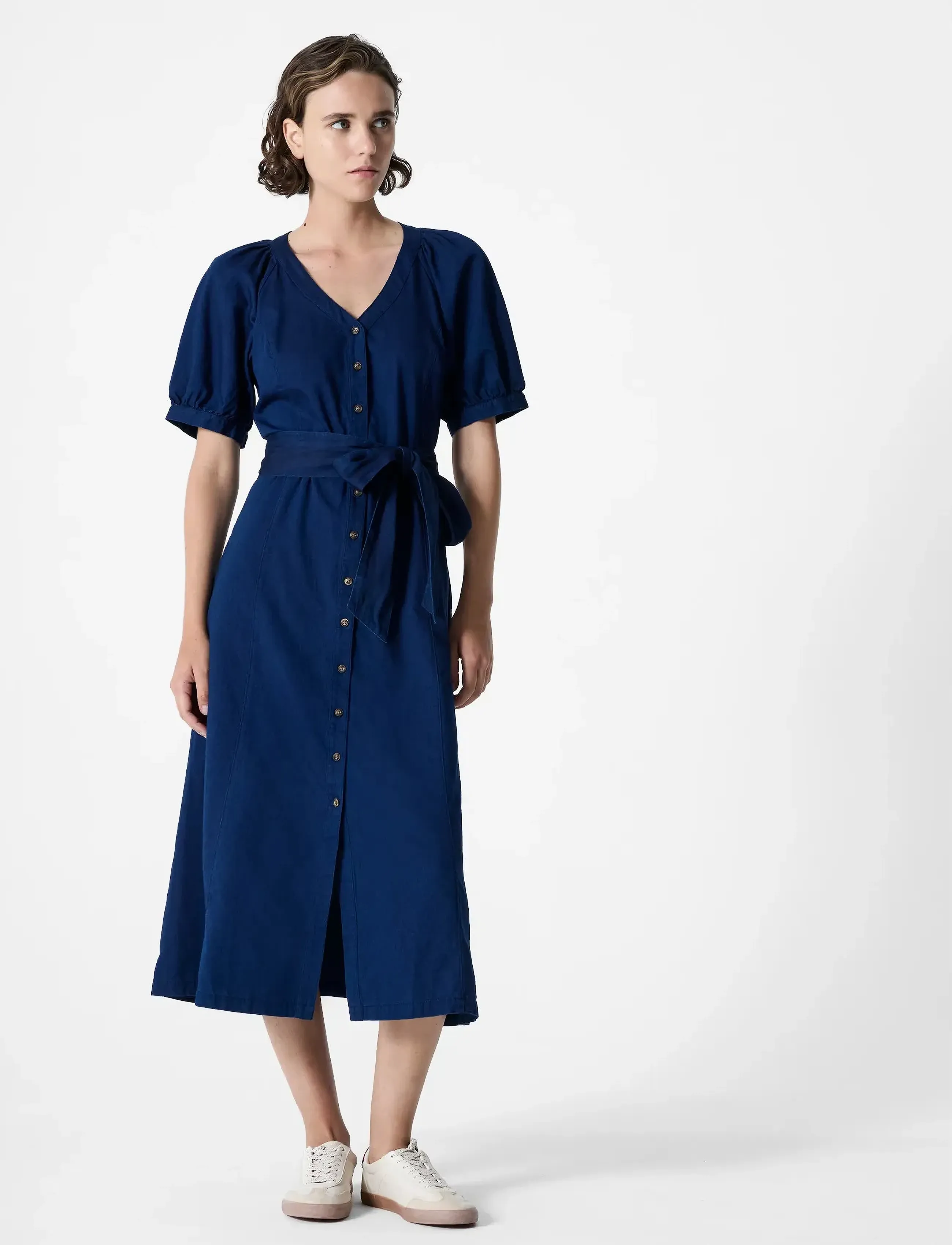 French Connection Zaves Chambray Ss Dress, Kvinder, Chambray Kortærmet Skjortekjole, Navy, Str: 36