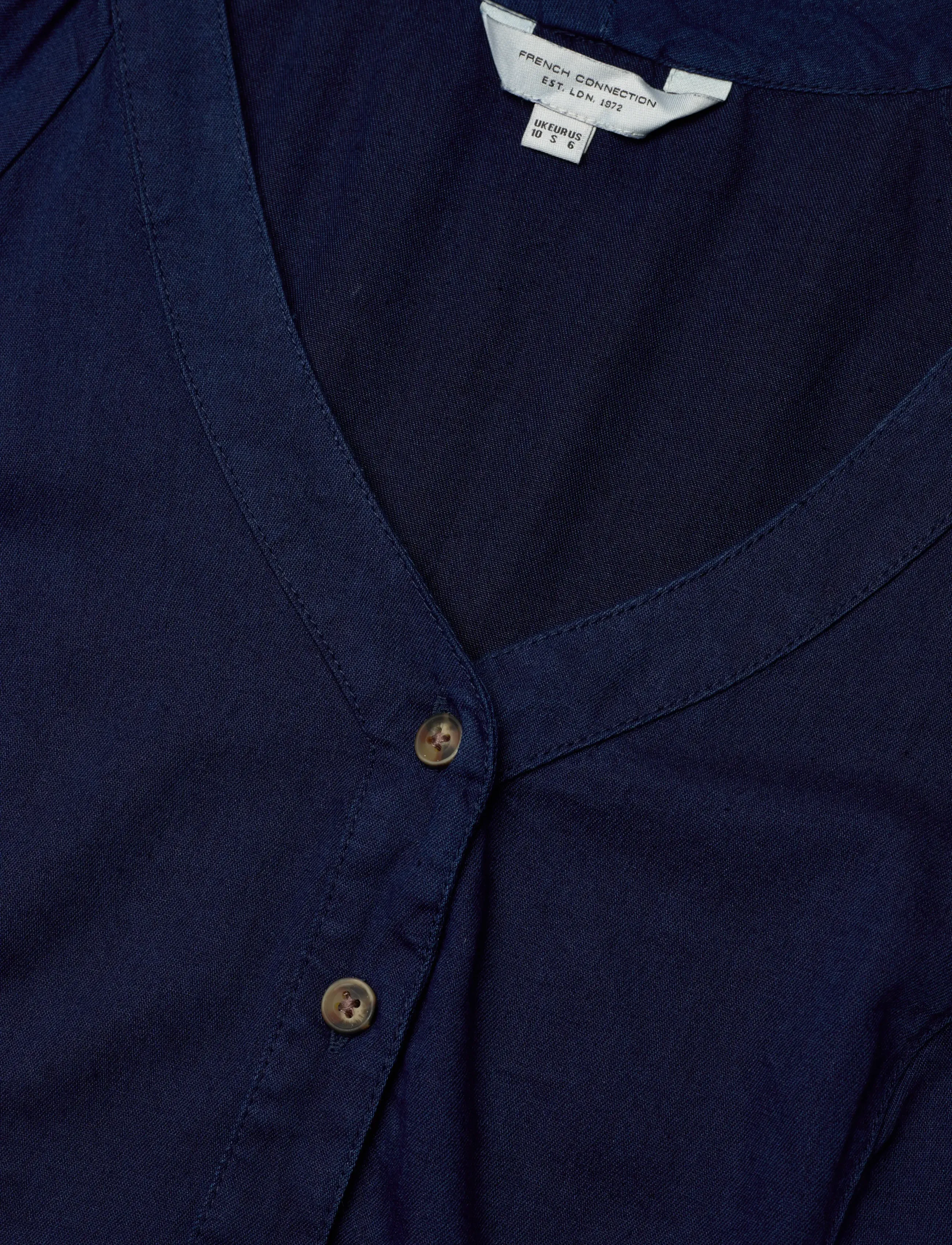 French Connection - ZAVES CHAMBRAY SS DRESS - shirt dresses - chambray blue - 5