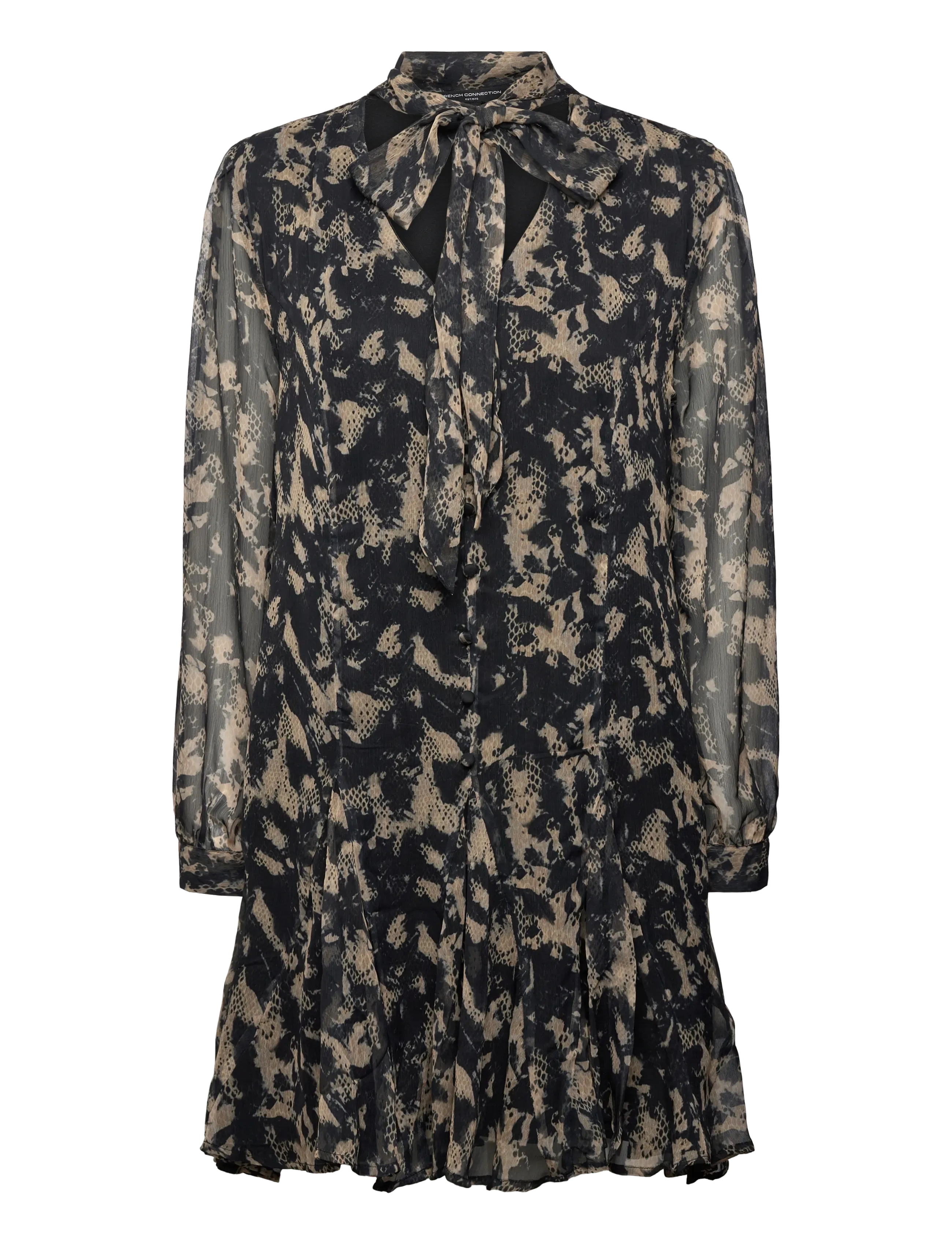 French Connection HALLIE CRINKLE CHIFFON DRESS - Kläder - YELLOW MULTI / black