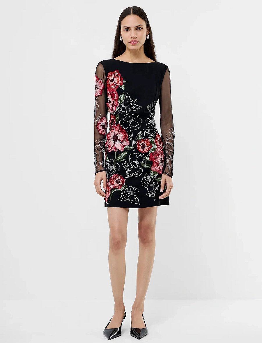 French Connection - ASTRIDA DARCY CREPE DRESS - cocktailklänningar - black floral multi - 0