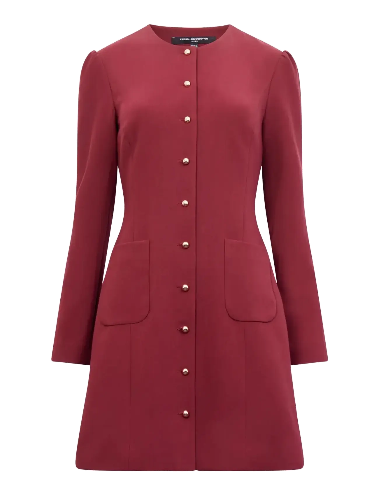 FRENCH CONNECTION Celie Button Through Kleid Burgundy - 42 - Damen