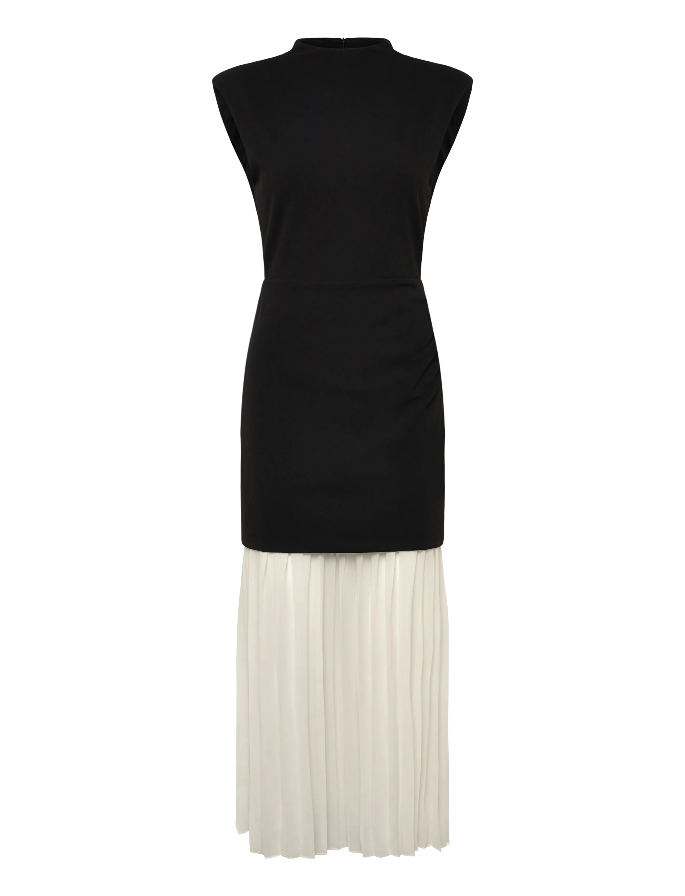 French Connection ZION PLEATED SKIRT DRESS - Kläder - BLACK/PORCELAIN CREA / multi