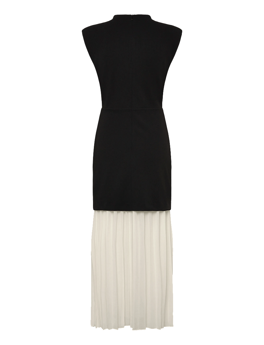 French Connection - ZION PLEATED SKIRT DRESS - midi dresses - black/porcelain crea - 2