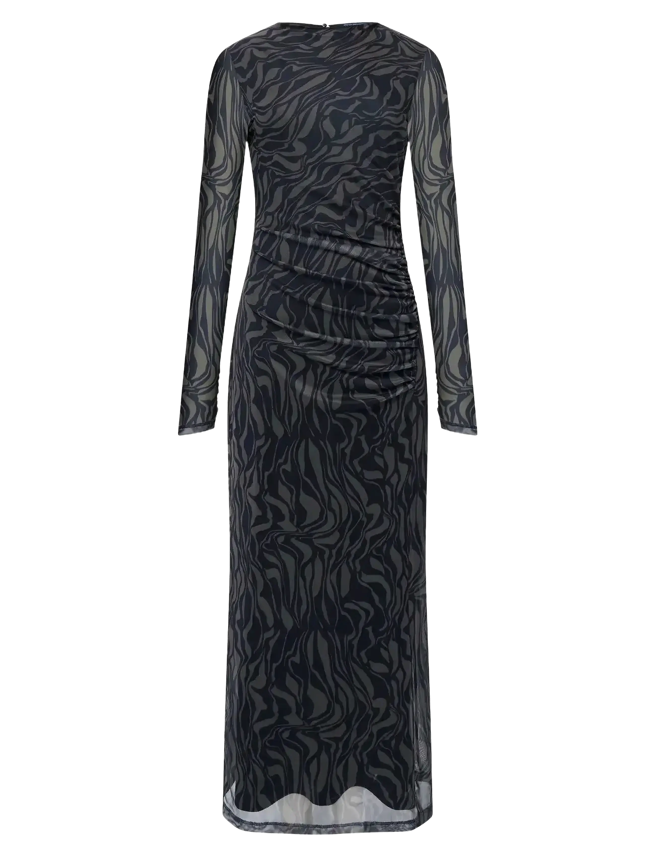 French Connection ZARIA MESH L/S DRESS - Kläder - KHAKI/BLK / black