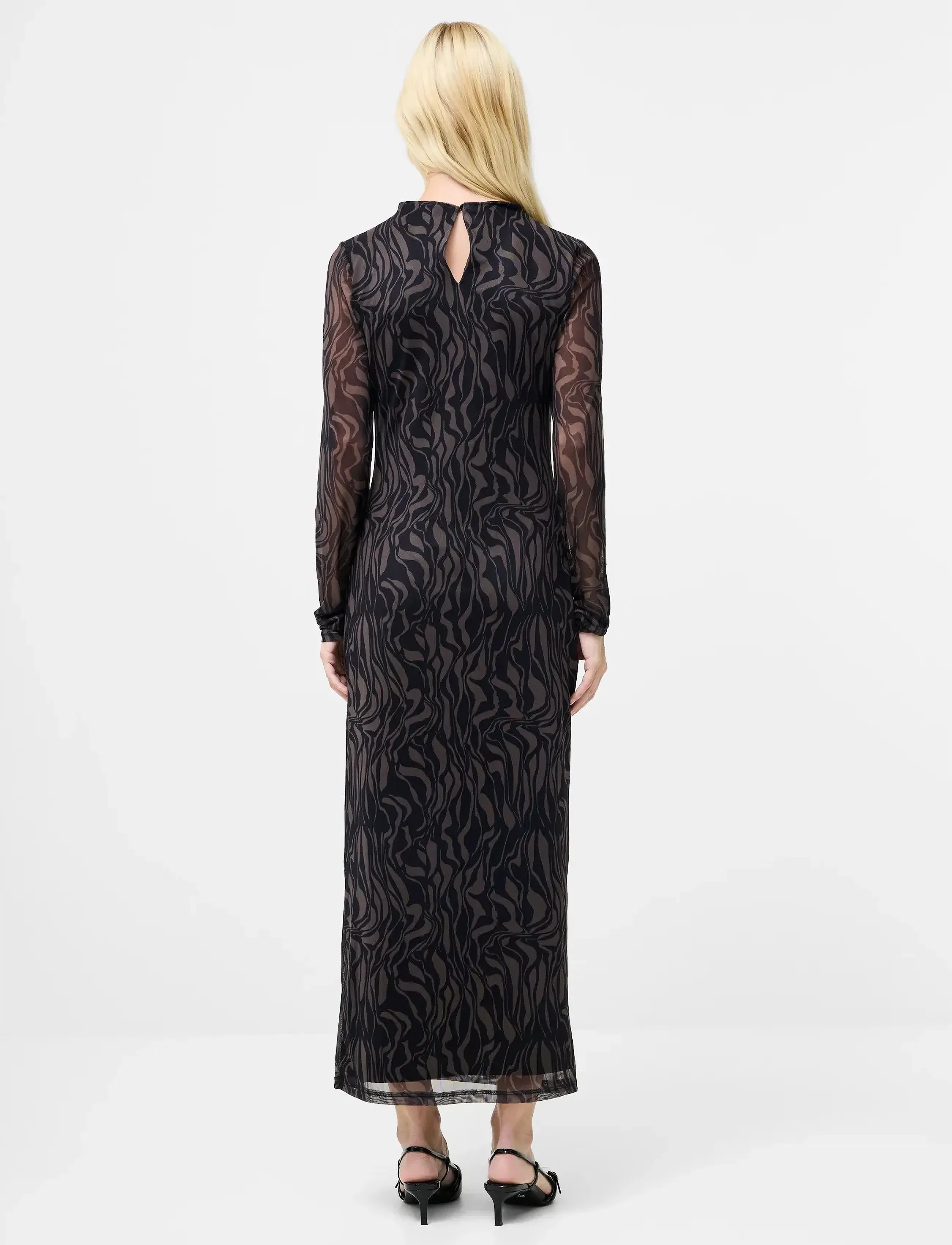 French Connection - ZARIA MESH L/S DRESS - maxi kjoler - khaki/blk - 4