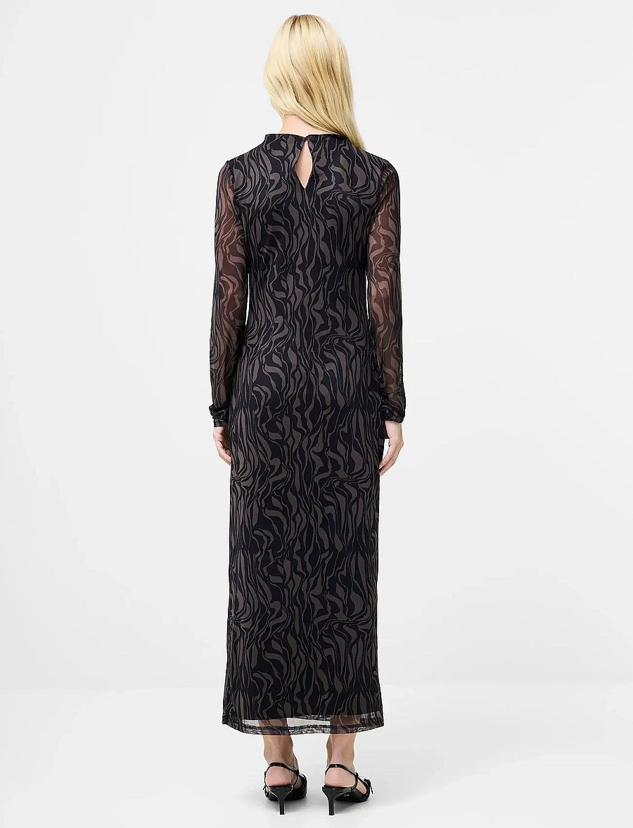 French Connection - ZARIA MESH L/S DRESS - maxi-jurken - khaki/blk - 4