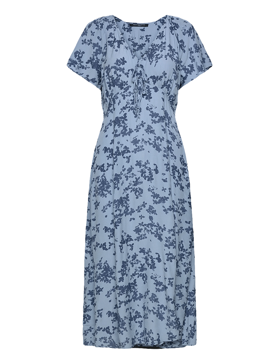 French Connection - ISLA LIZZIE CREPE S/S V NK DRE - sommerkjoler - blue multi - 1