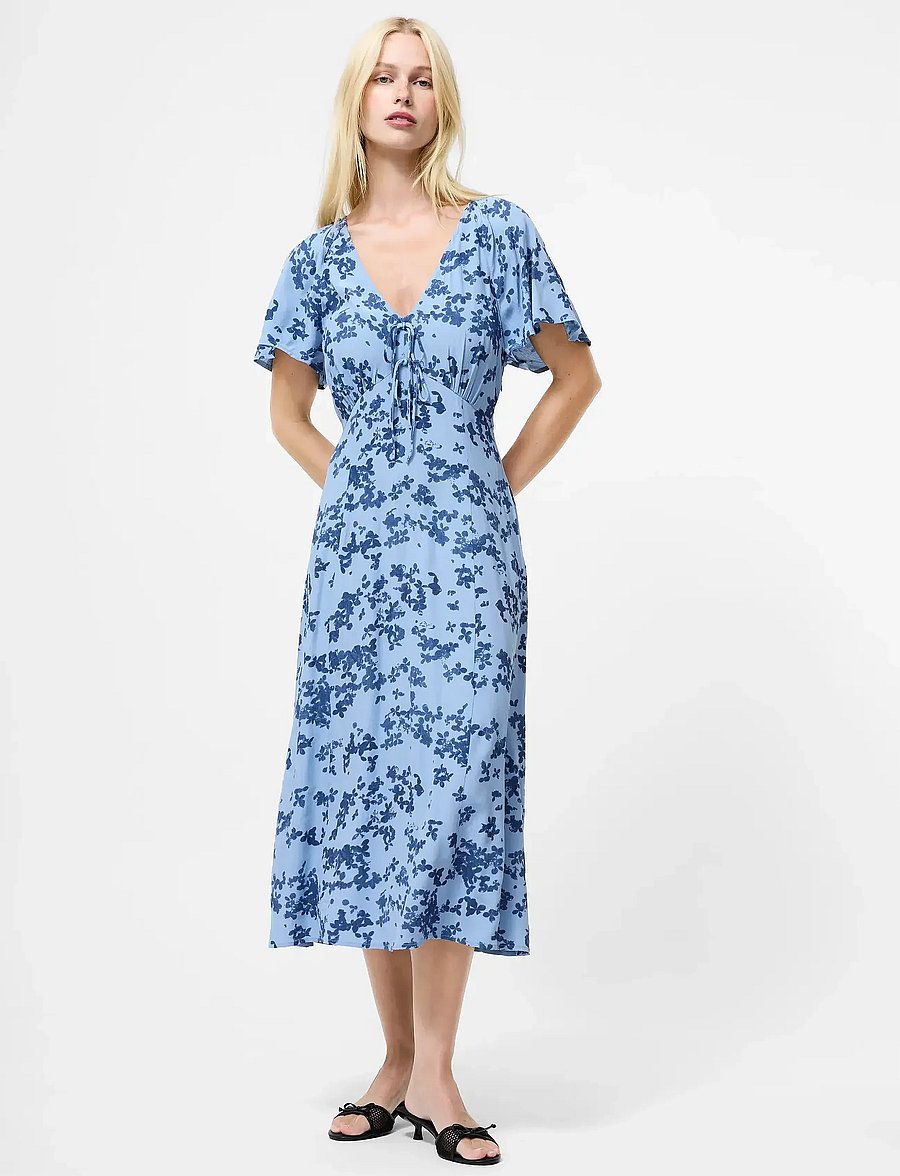 French Connection - ISLA LIZZIE CREPE S/S V NK DRE - sommerkjoler - blue multi - 0