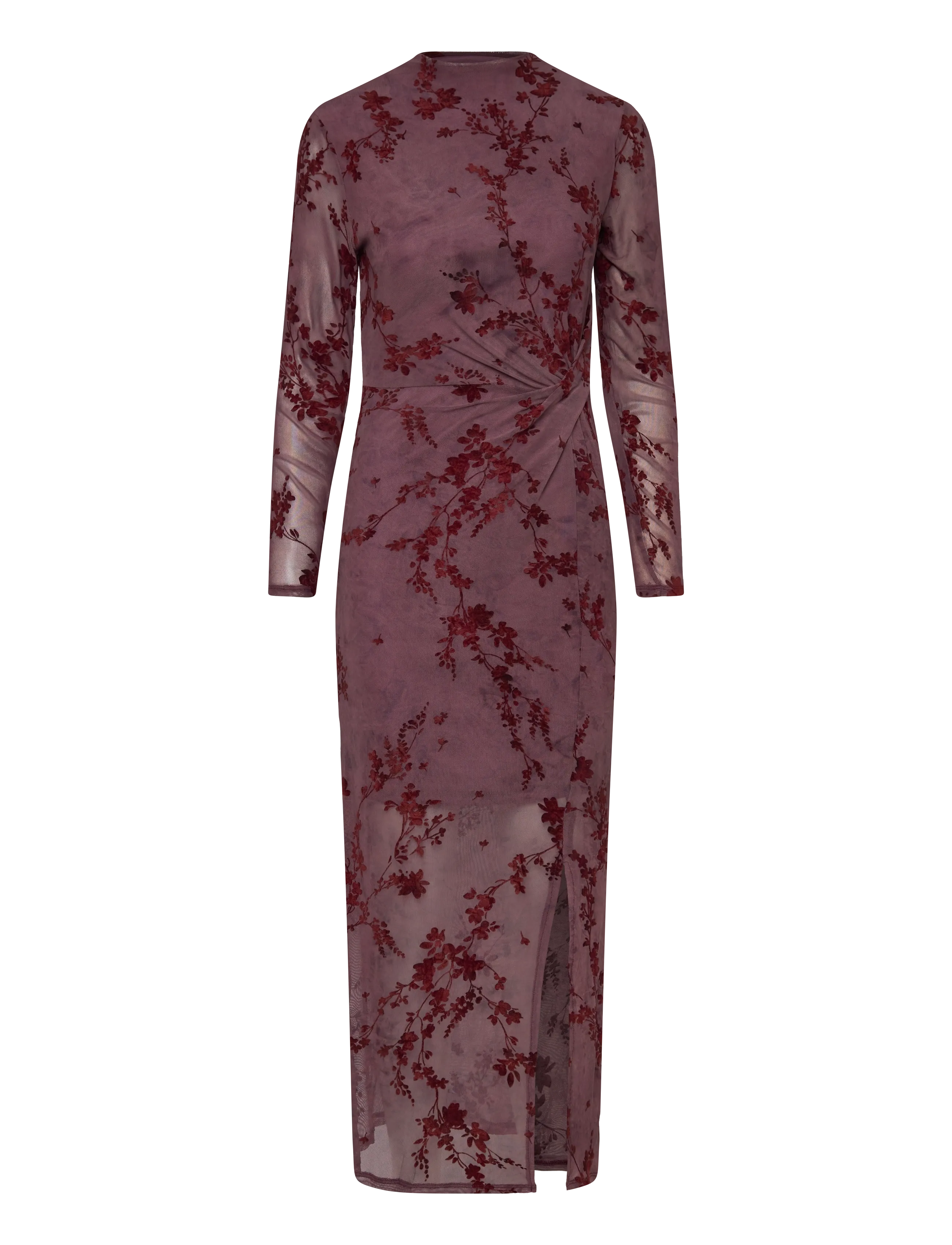 French Connection KENNY MESH L/S DRESS - Kläder - MULTI / burgundy