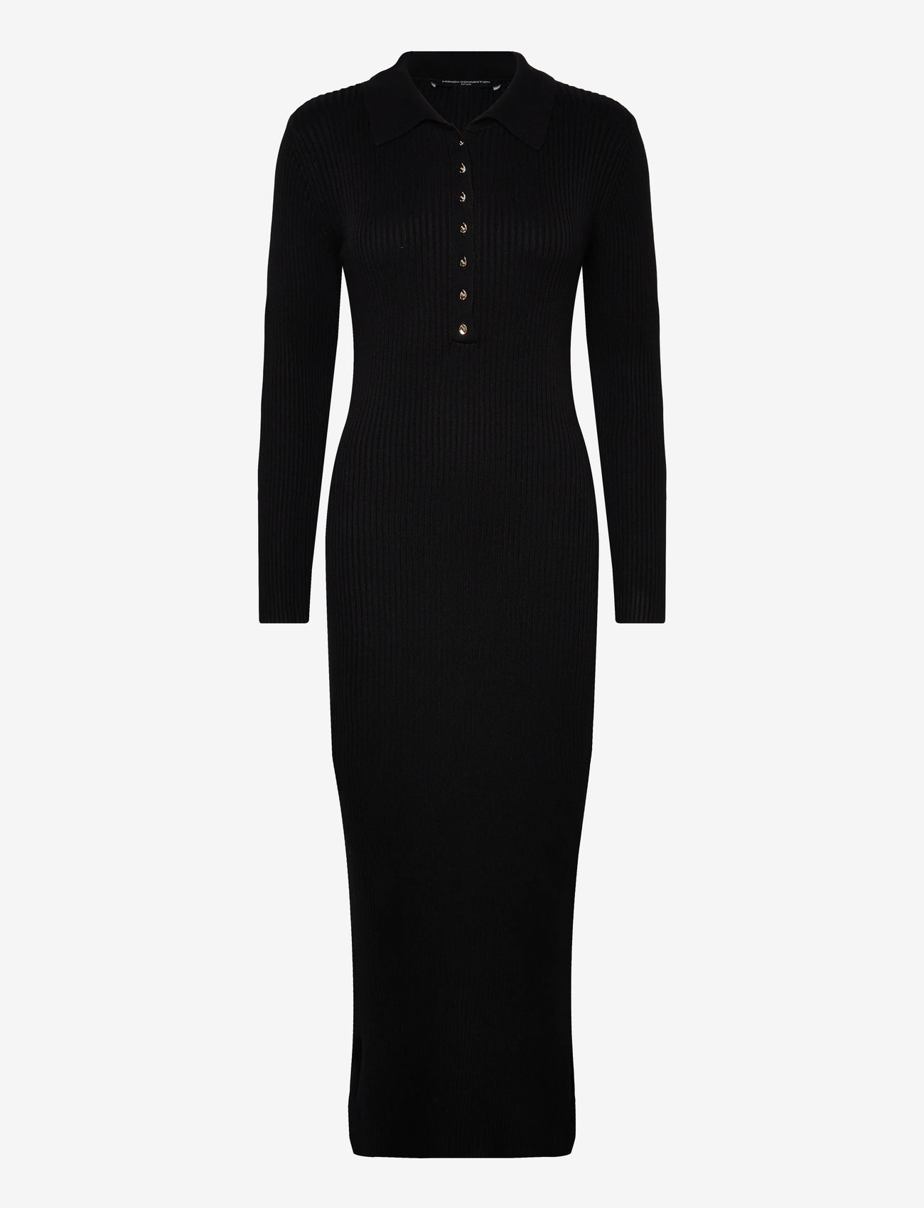 French Connection - MARI L/S COLLARED MIDI DRESS - t-shirt-kleider - black - 1