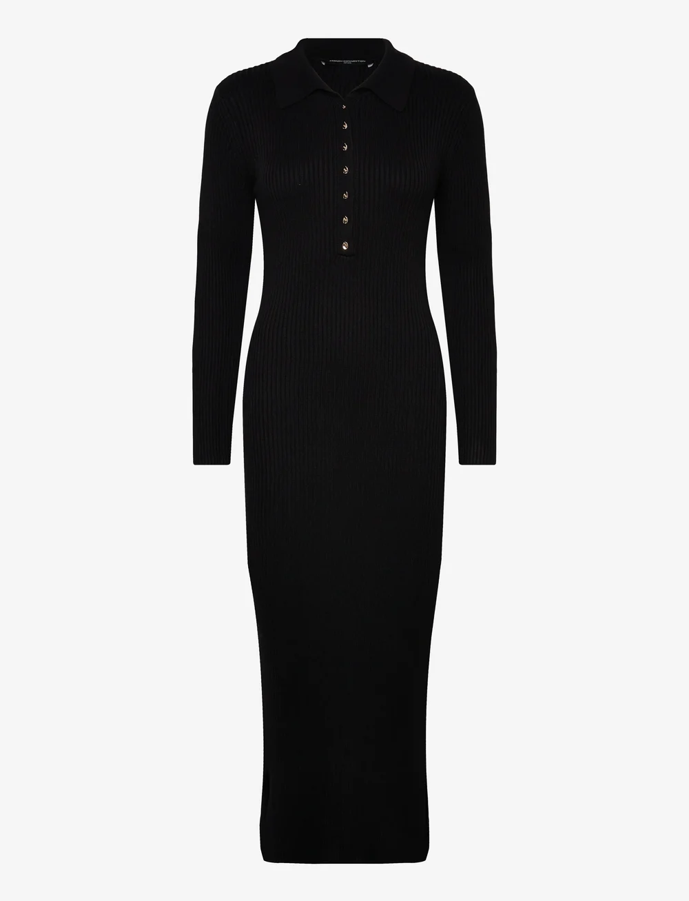 French Connection - MARI L/S COLLARED MIDI DRESS - robes t-shirt - black - 1