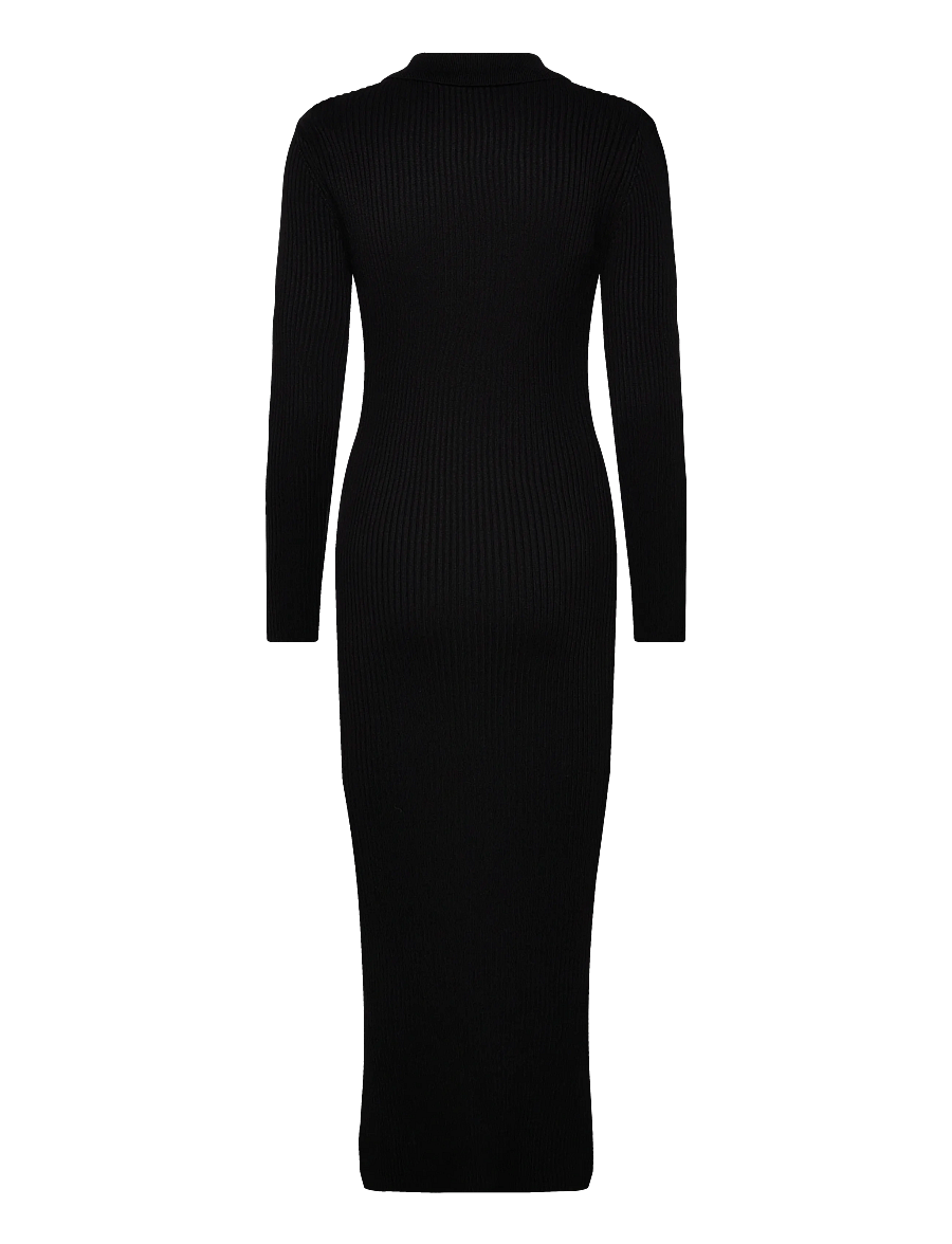 French Connection - MARI L/S COLLARED MIDI DRESS - t-särkkleidid - black - 2