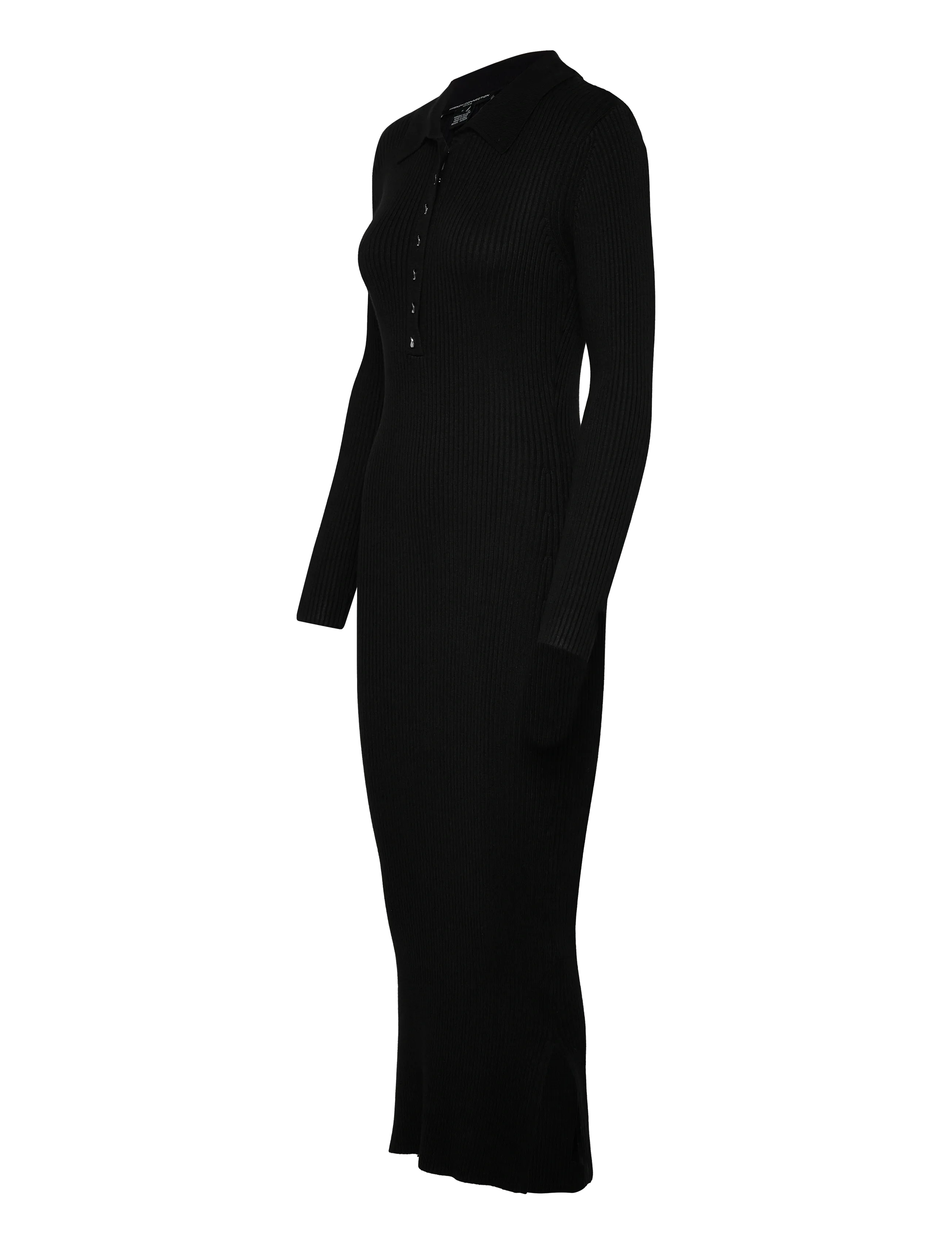French Connection - MARI L/S COLLARED MIDI DRESS - t-shirtklänningar - black - 3