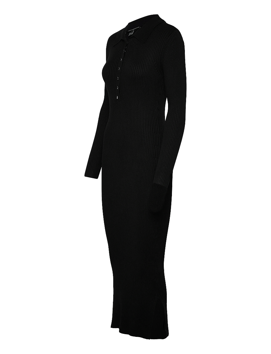 French Connection - MARI L/S COLLARED MIDI DRESS - t-särkkleidid - black - 3
